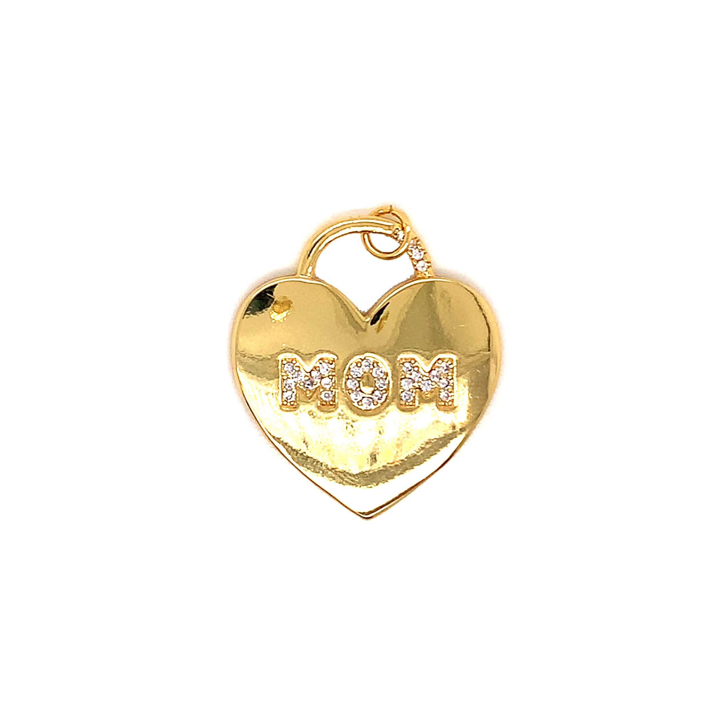 CZ Mom Heart Pendant - Gold Plated
