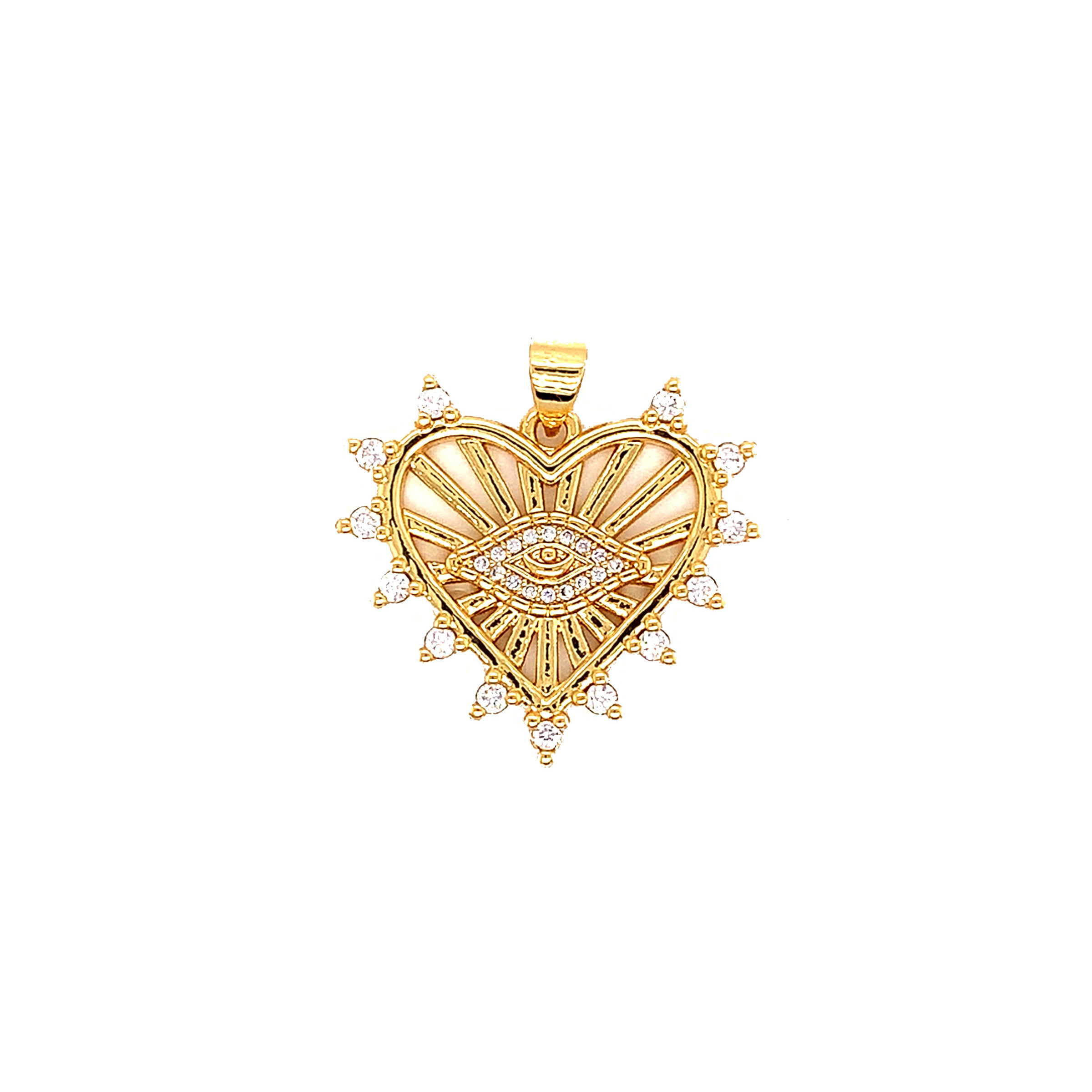 CZ Lucky Eye Heart Pendant - Gold Plated