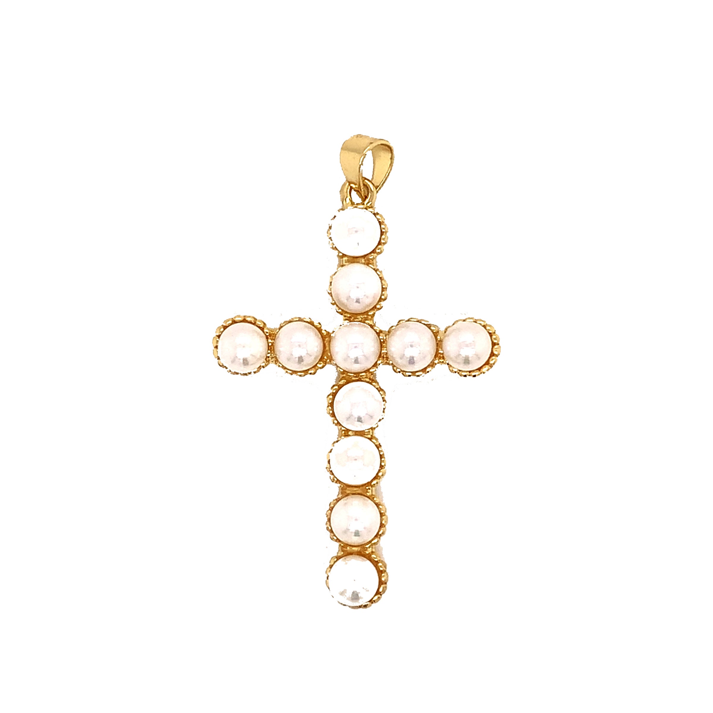 Pearl Cross Pendant - Gold Plated
