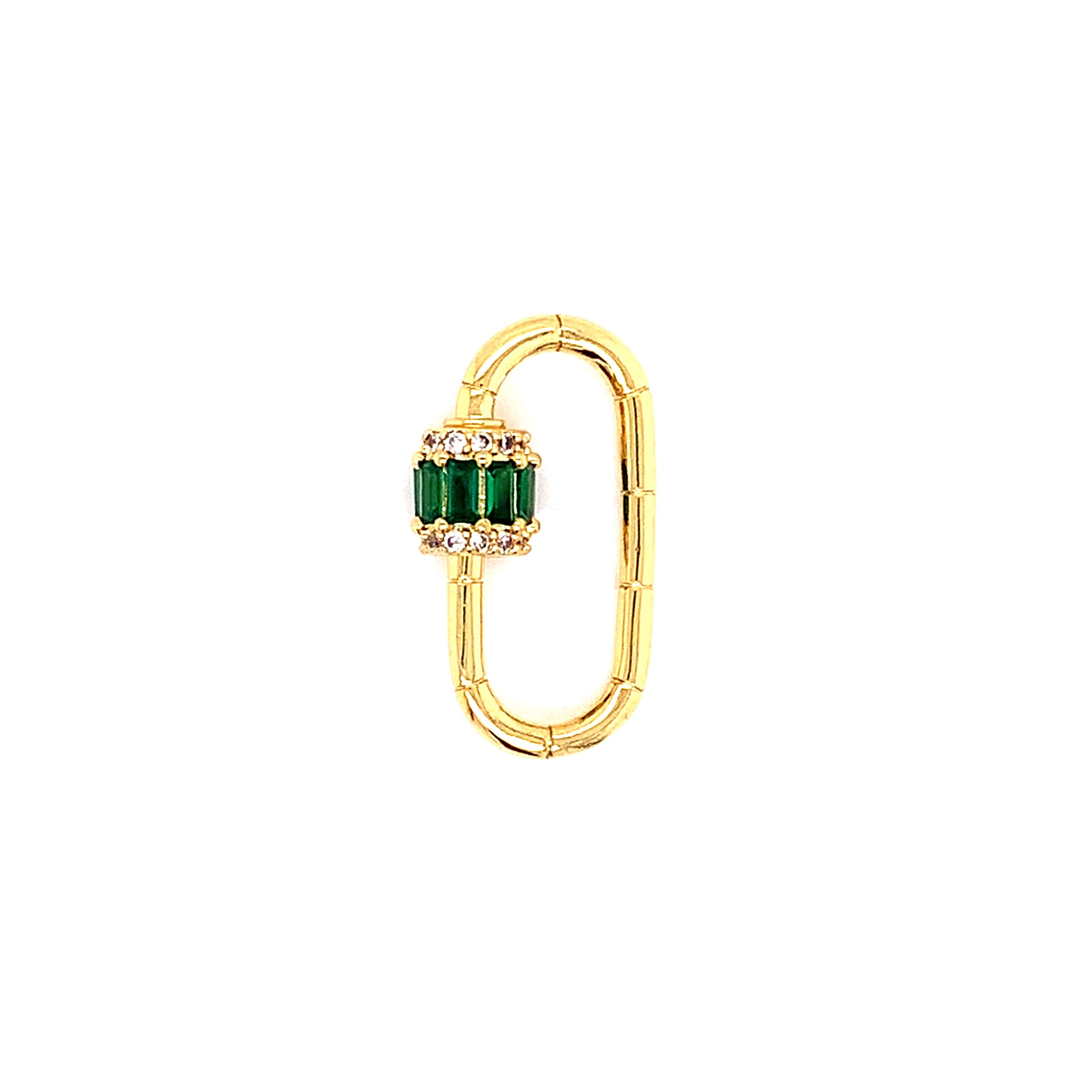 CZ Green Baguette Clasp - Gold Plated