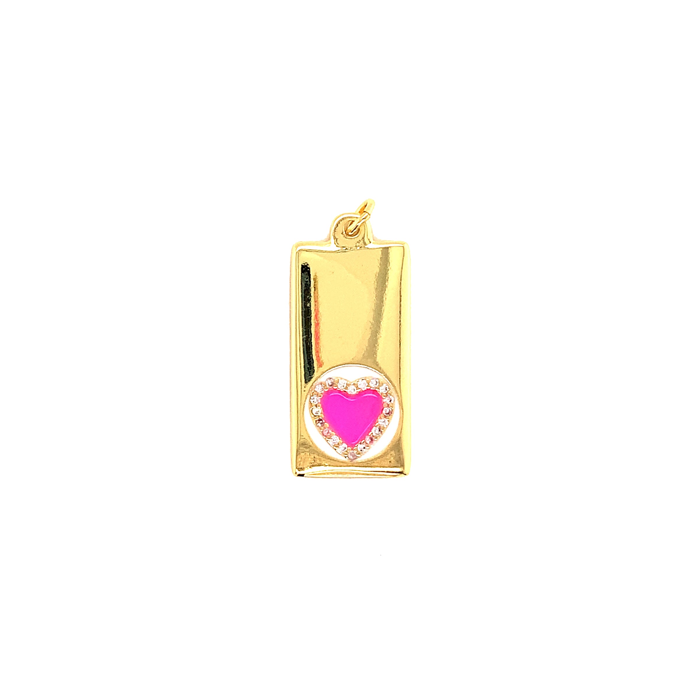 CZ Heart Enamel Plate - Gold Plated