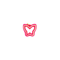 CZ Neon Pink Enamel Butterfly Charm - Gold Plated