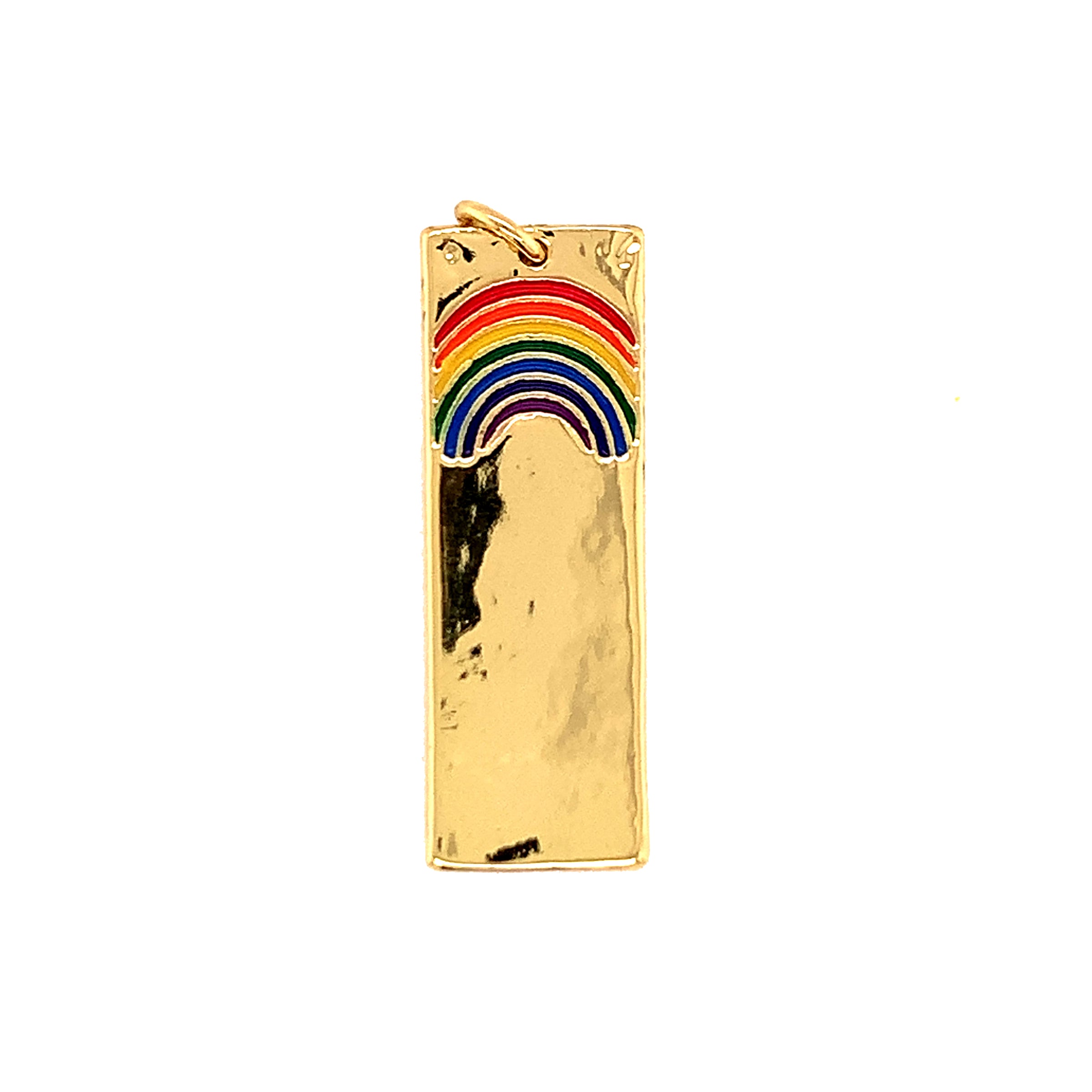 Enamel Rainbow Plate Pendant - Gold Plated