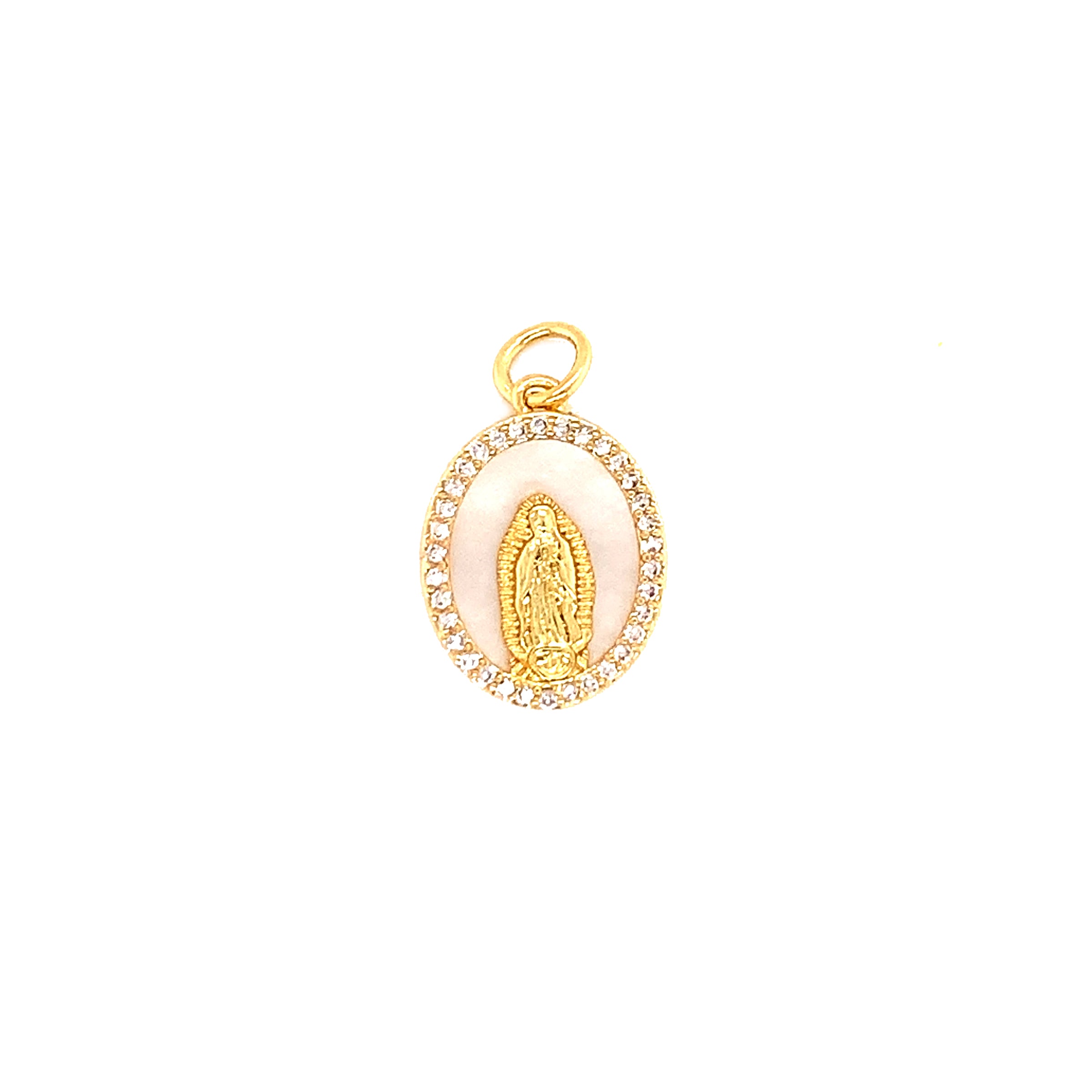 Our Lady of Guadalupe Shell Pearl Charm - Gold Plated