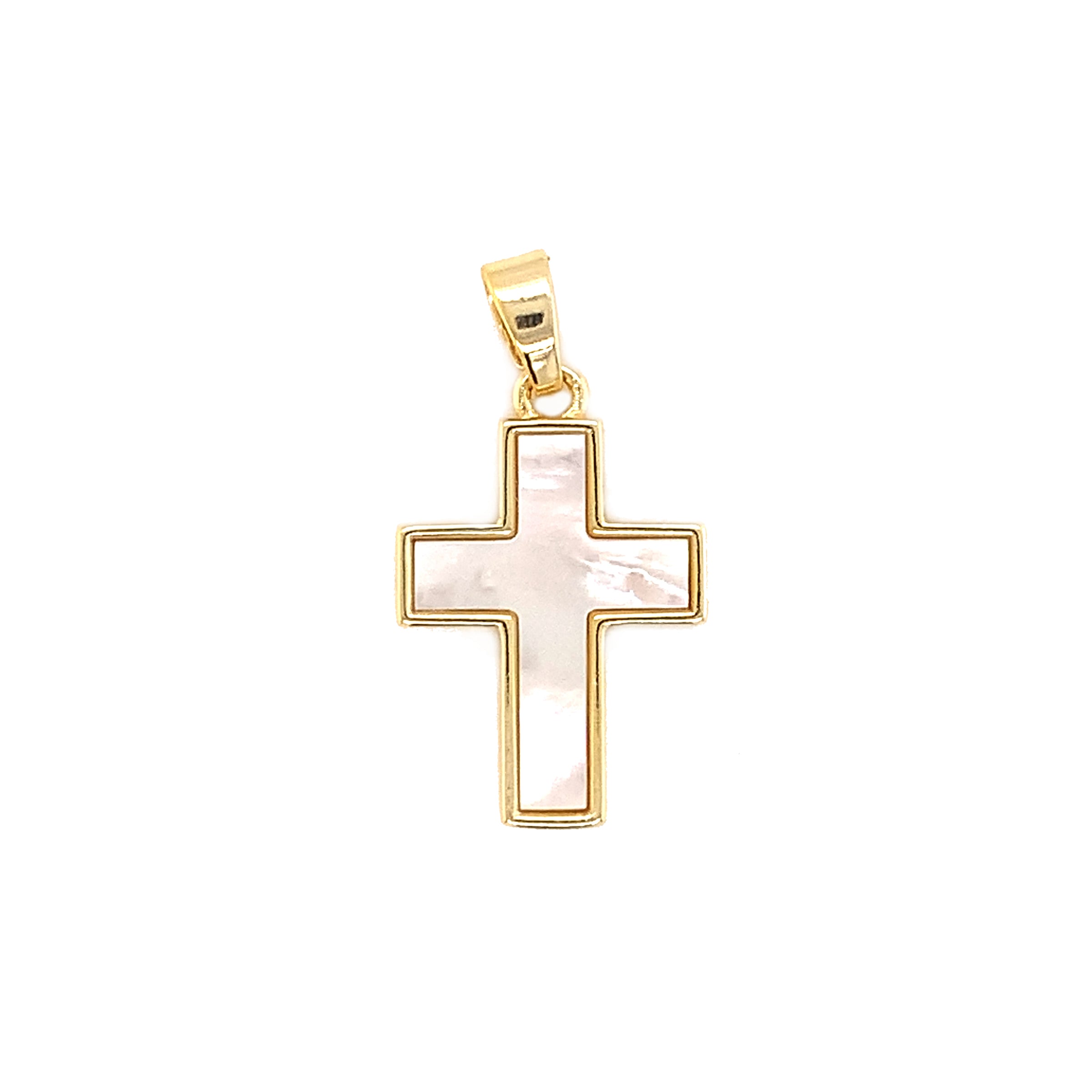 Shell Pearl Cross Pendant - Gold Plated