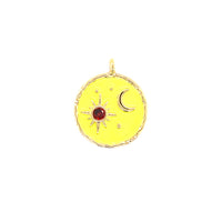 Neon Yellow Enamel Celestial Charm - Gold Plated