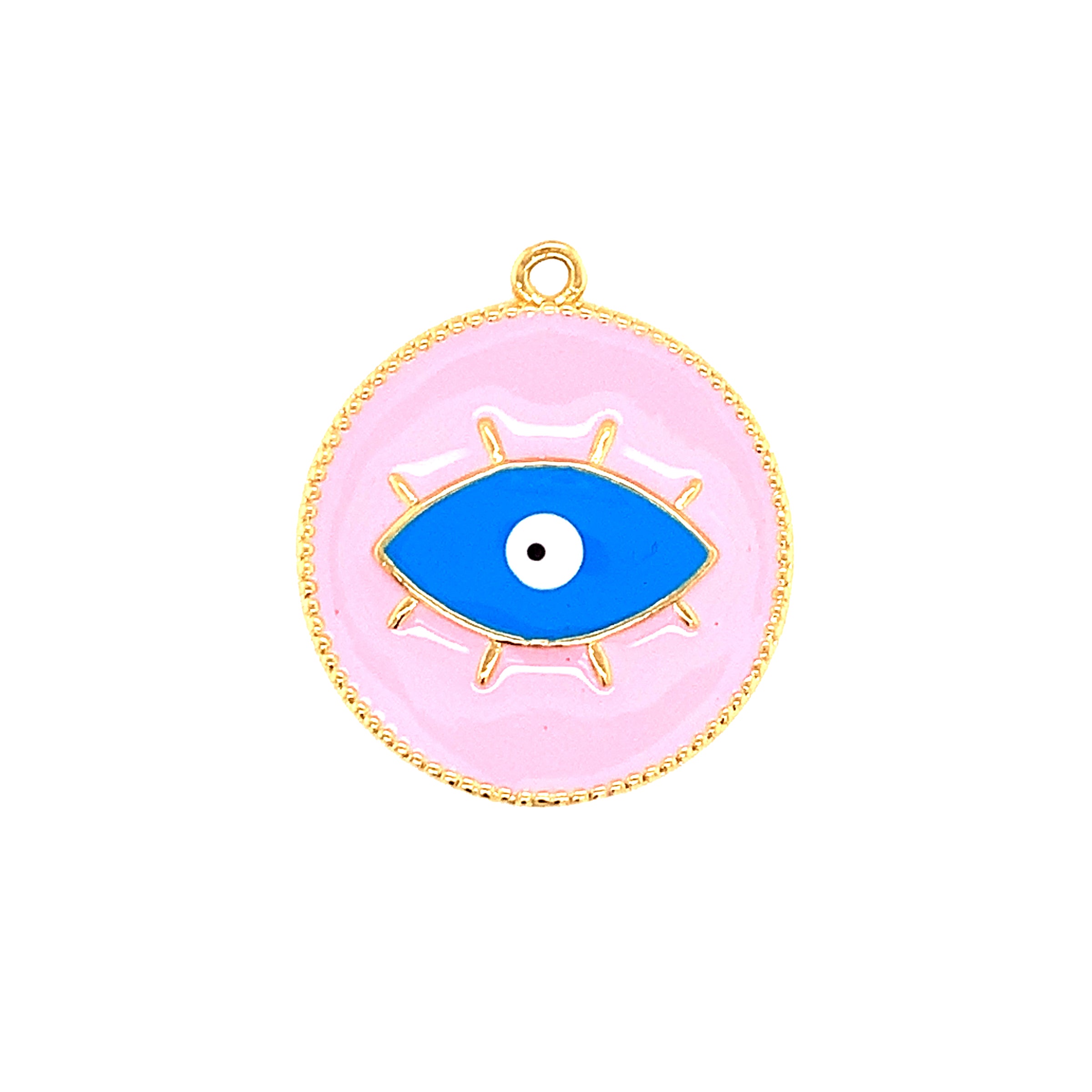Enamel Lucky Eye Pendant - Gold Plated