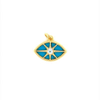 Turquoise Pearl Evil Eye Charm - Gold Plated