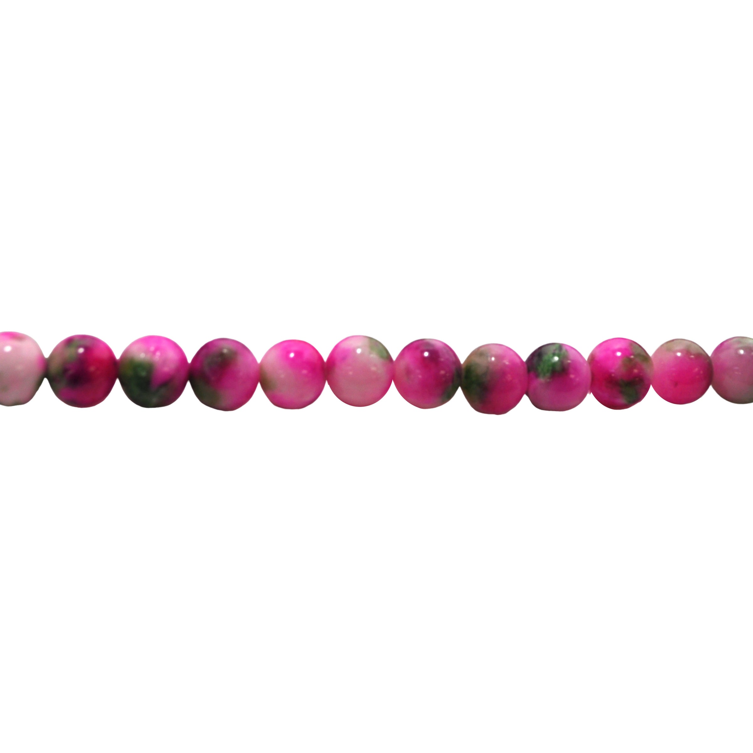 Flamingo Pink/Green Mashan Jade Beads