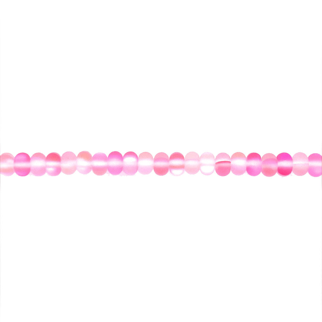 Frosted Hot Pink Opal Glass Rondelle Beads 6mm