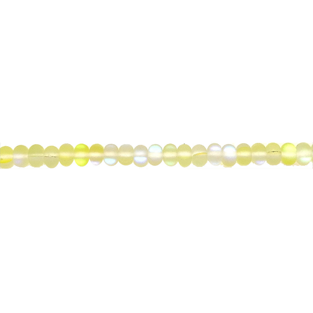 Frosted Lemon Yellow Opal Glass Rondelle Beads 6mm