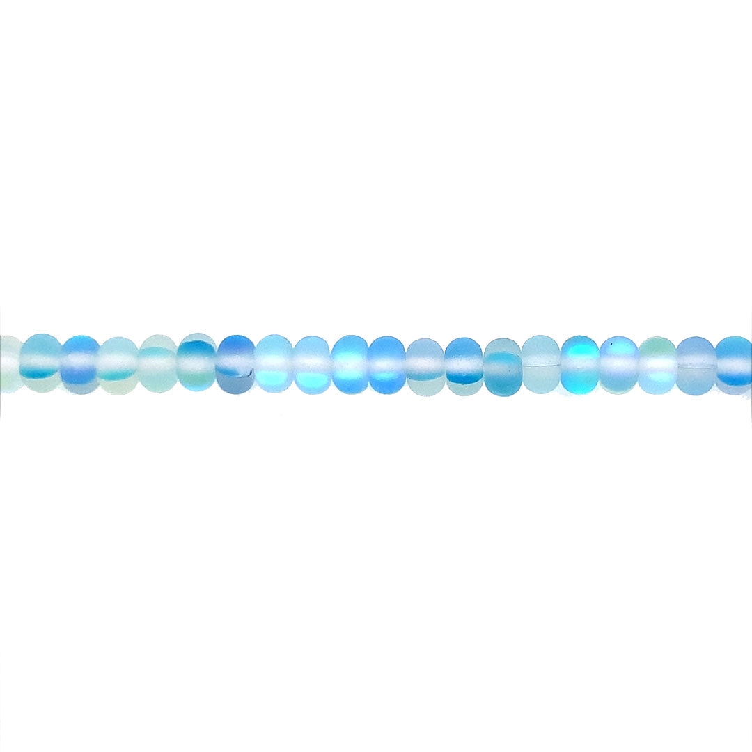 Frosted Light Blue Opal Glass Rondelle Beads 6mm
