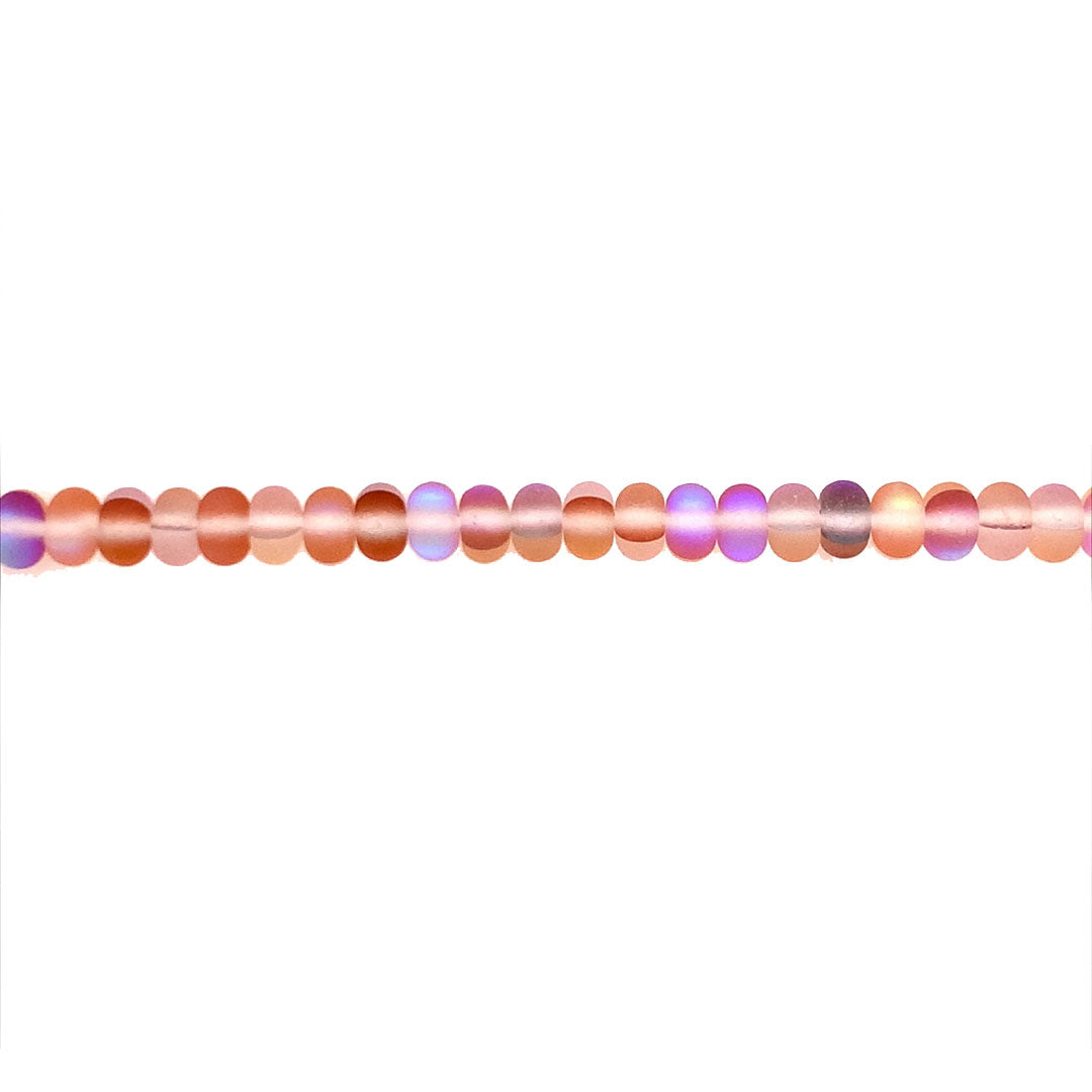 Frosted Lilac Melody Opal Glass Rondelle Beads 6mm