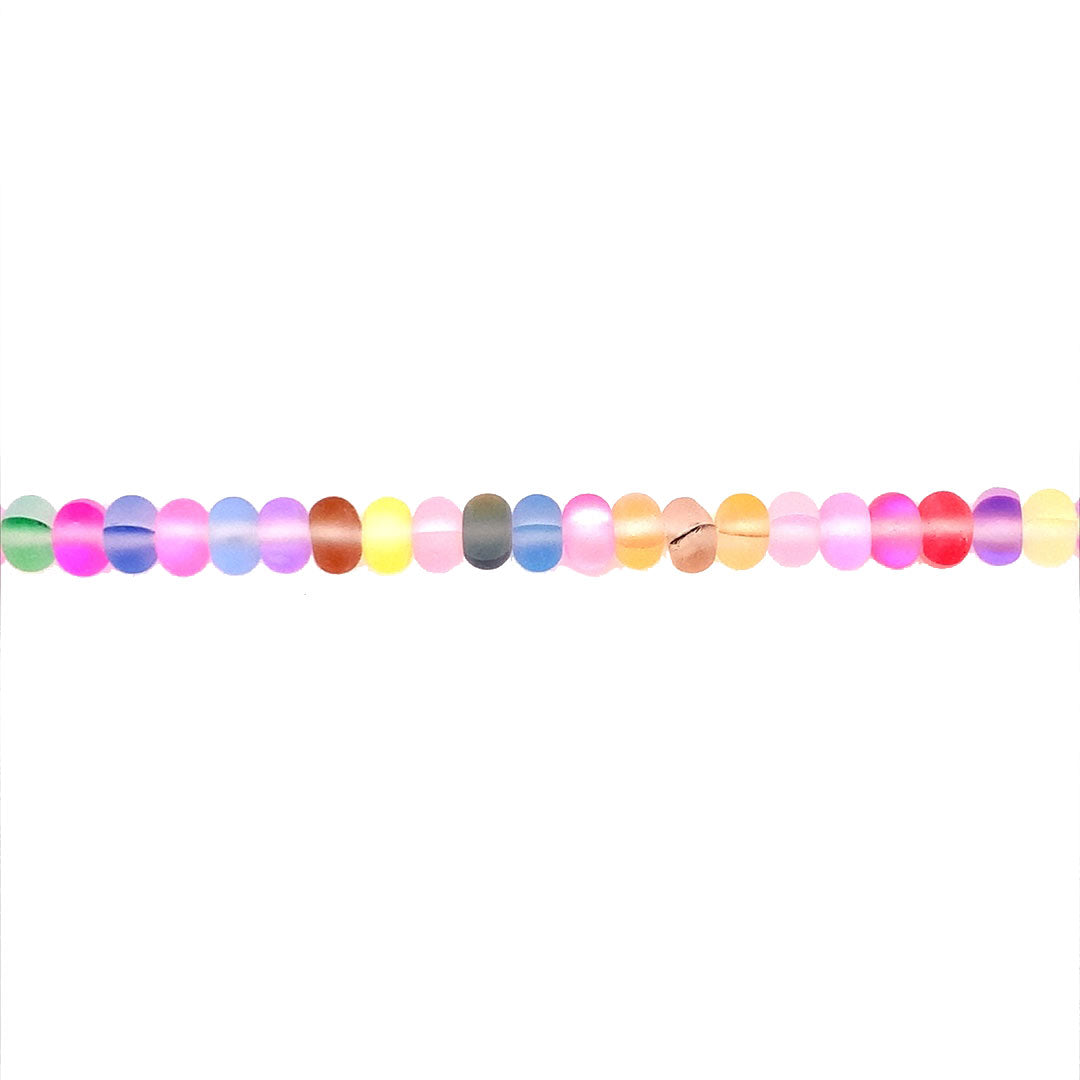 Frosted Multicolor Opal Glass Rondelle Beads 6mm