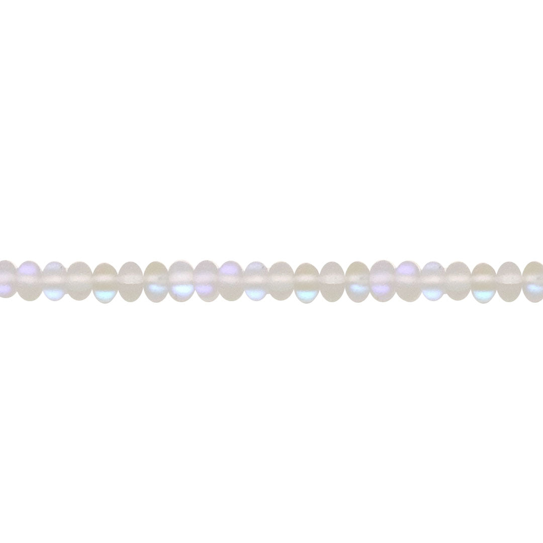 Frosted White Opal Glass Rondelle Beads 6mm