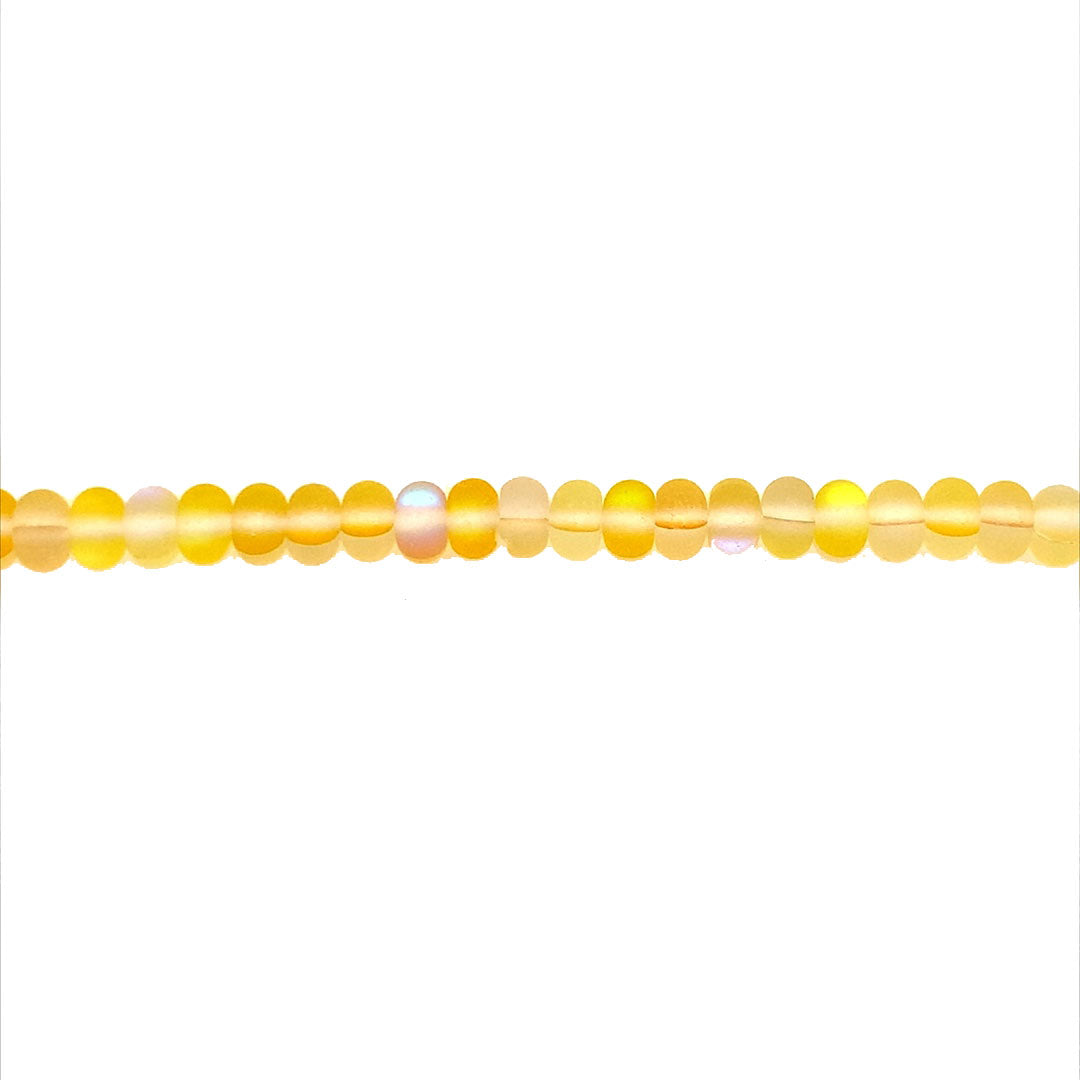 Frosted Yellow Opal Glass Rondelle Beads 6mm