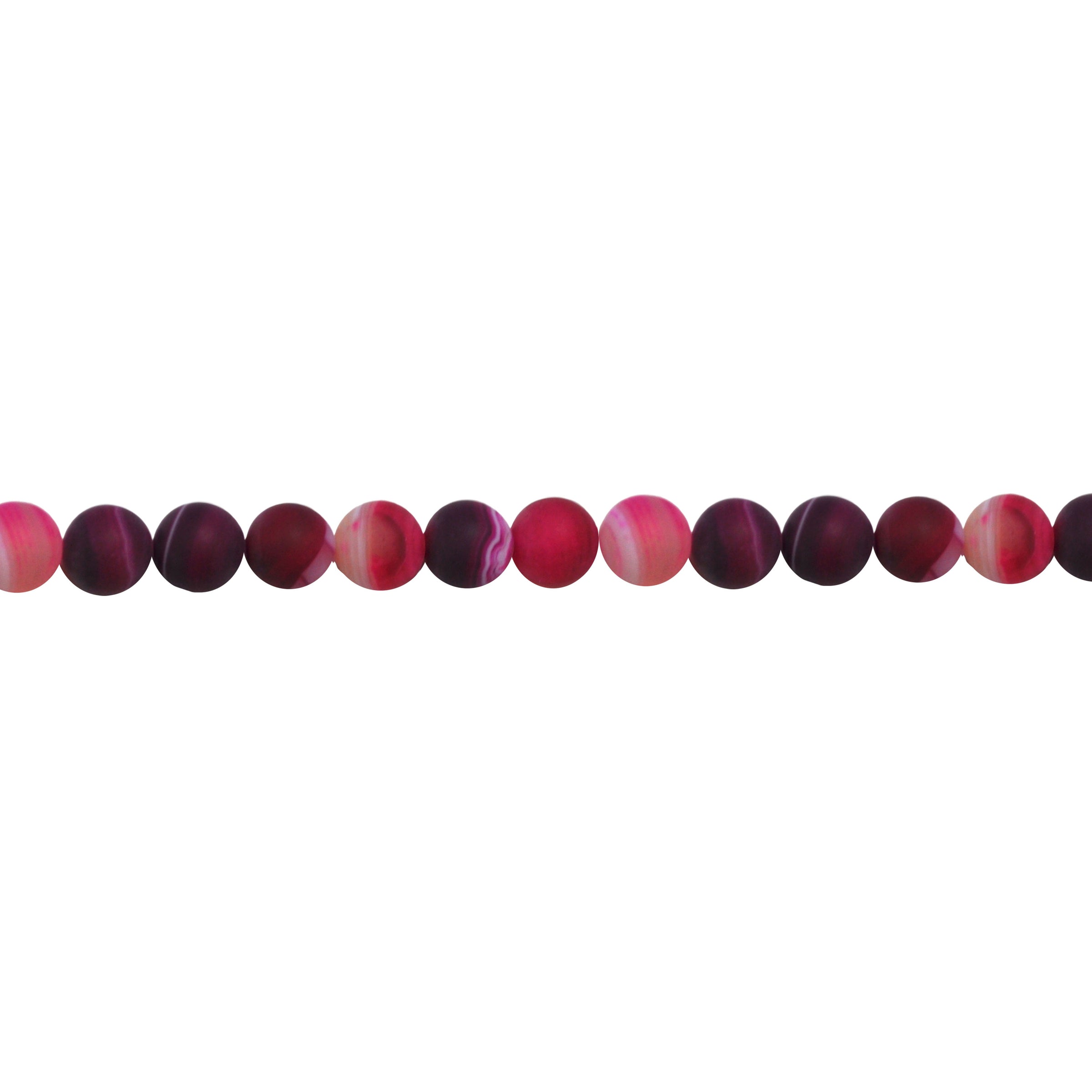 Fuchsia Matte Banded Agate 12mm - Round