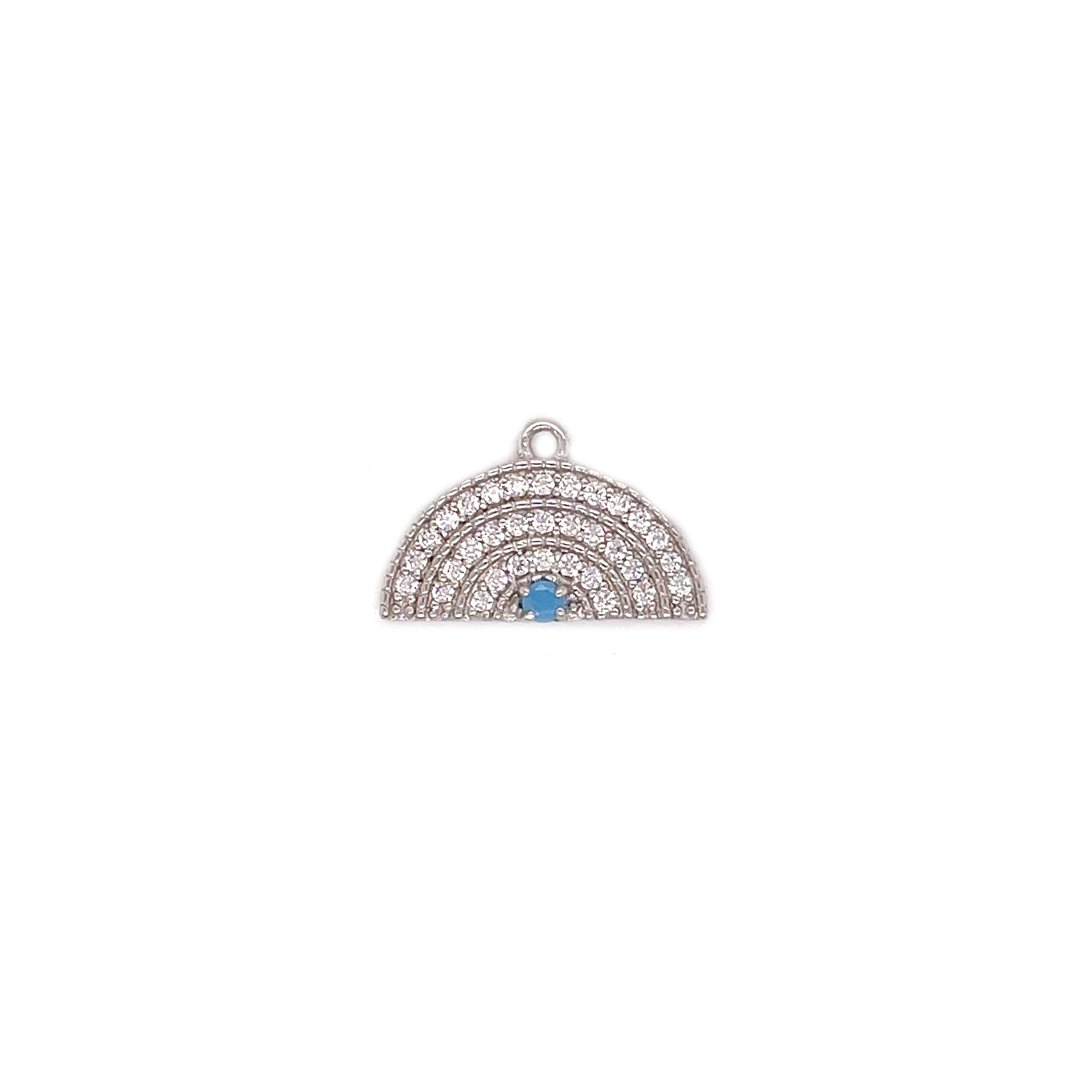 CZ Rainbow with Blue Accent Charm - Silver