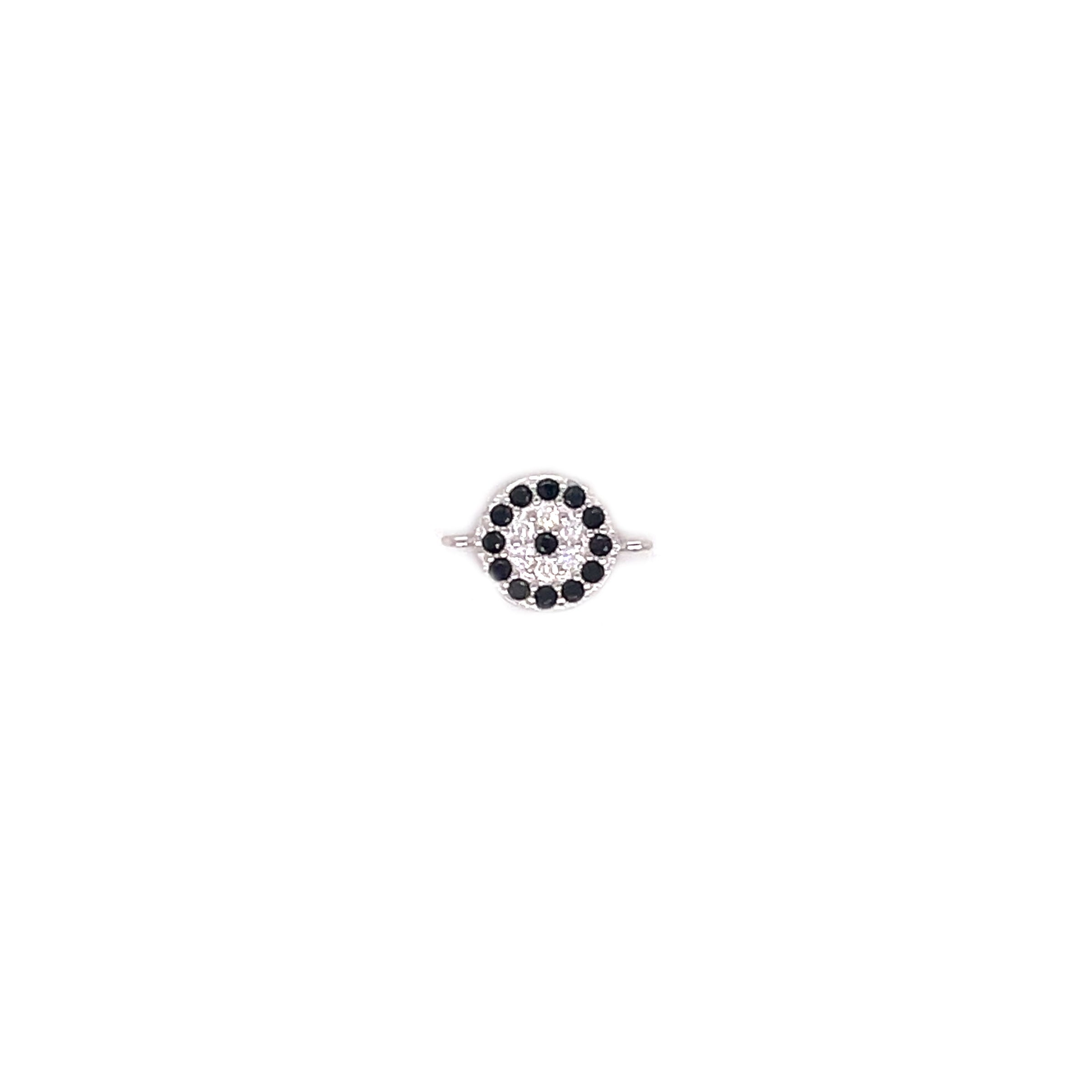 CZ Circle Lucky Eye Connector - Silver