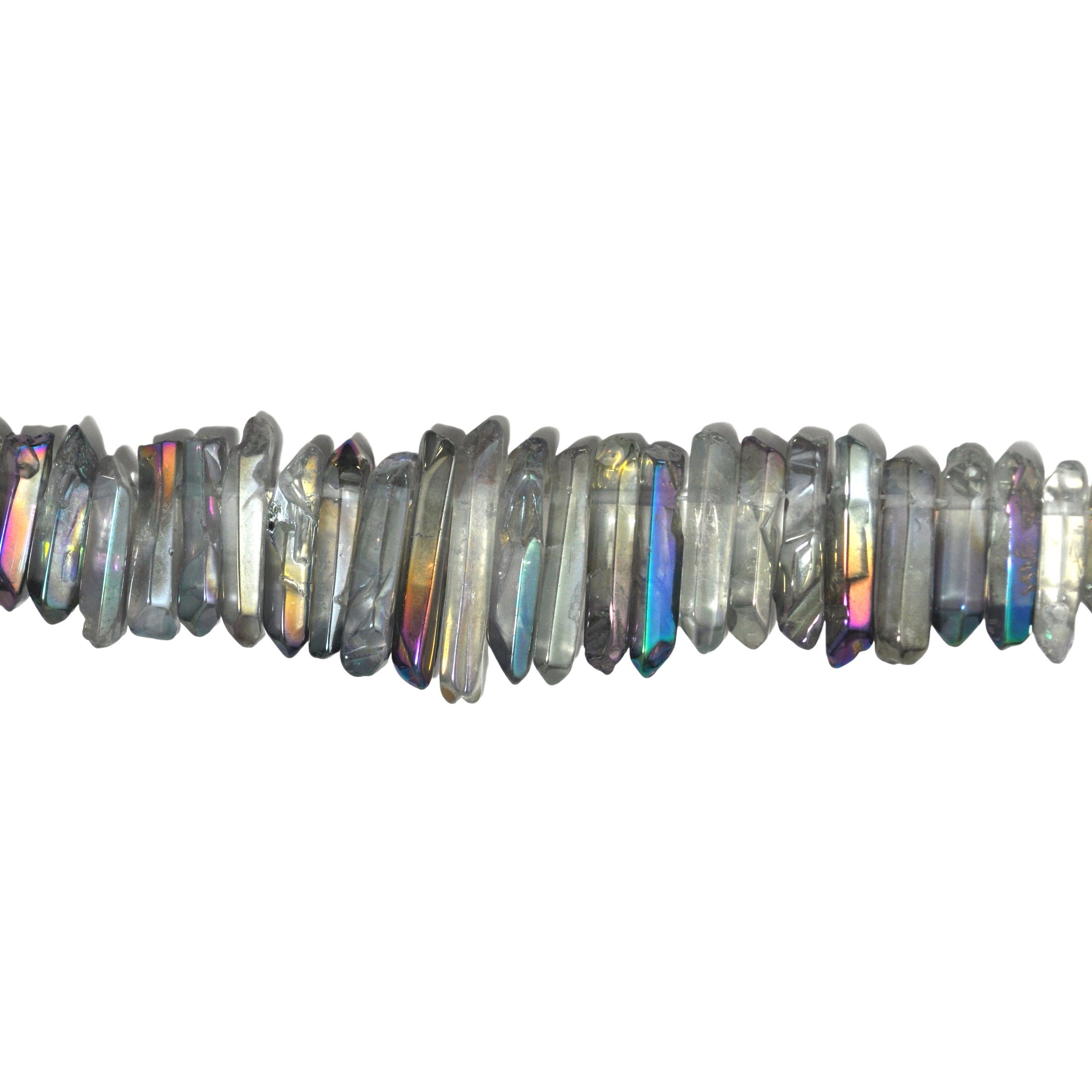 Graduated Iridescent Green Plated Crystal Chips 50mm