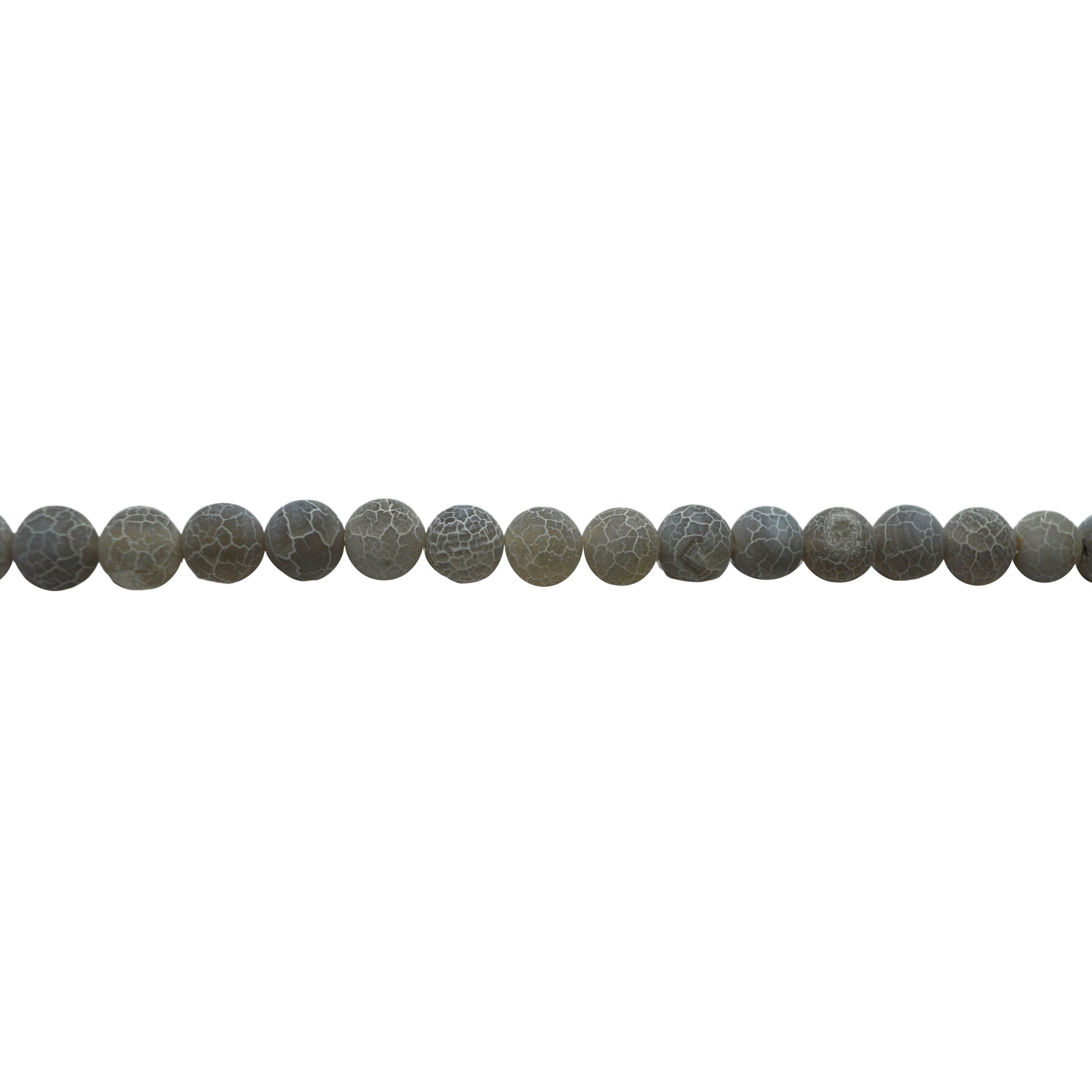 Gray Frosted Cracked Agate Beads 12mm