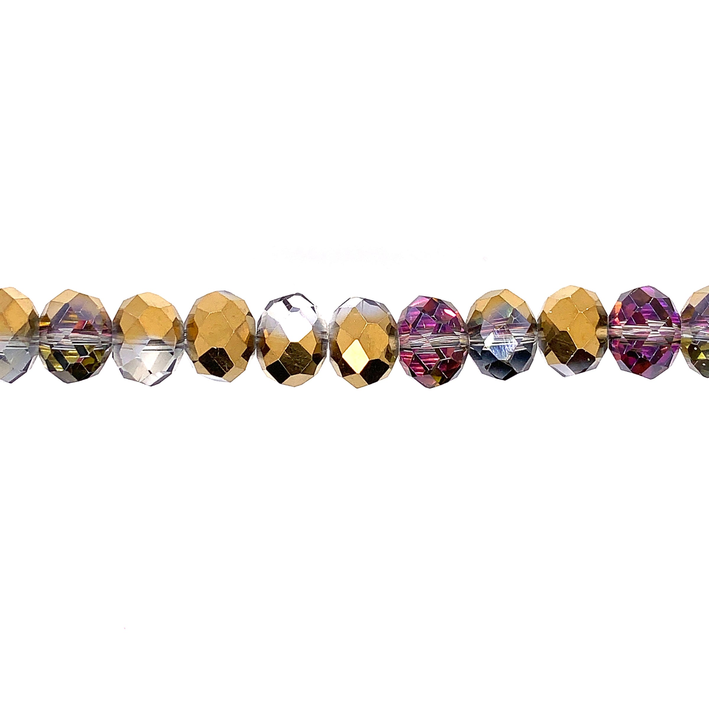 Gray/Gold Crystal 10mm - Rondelle