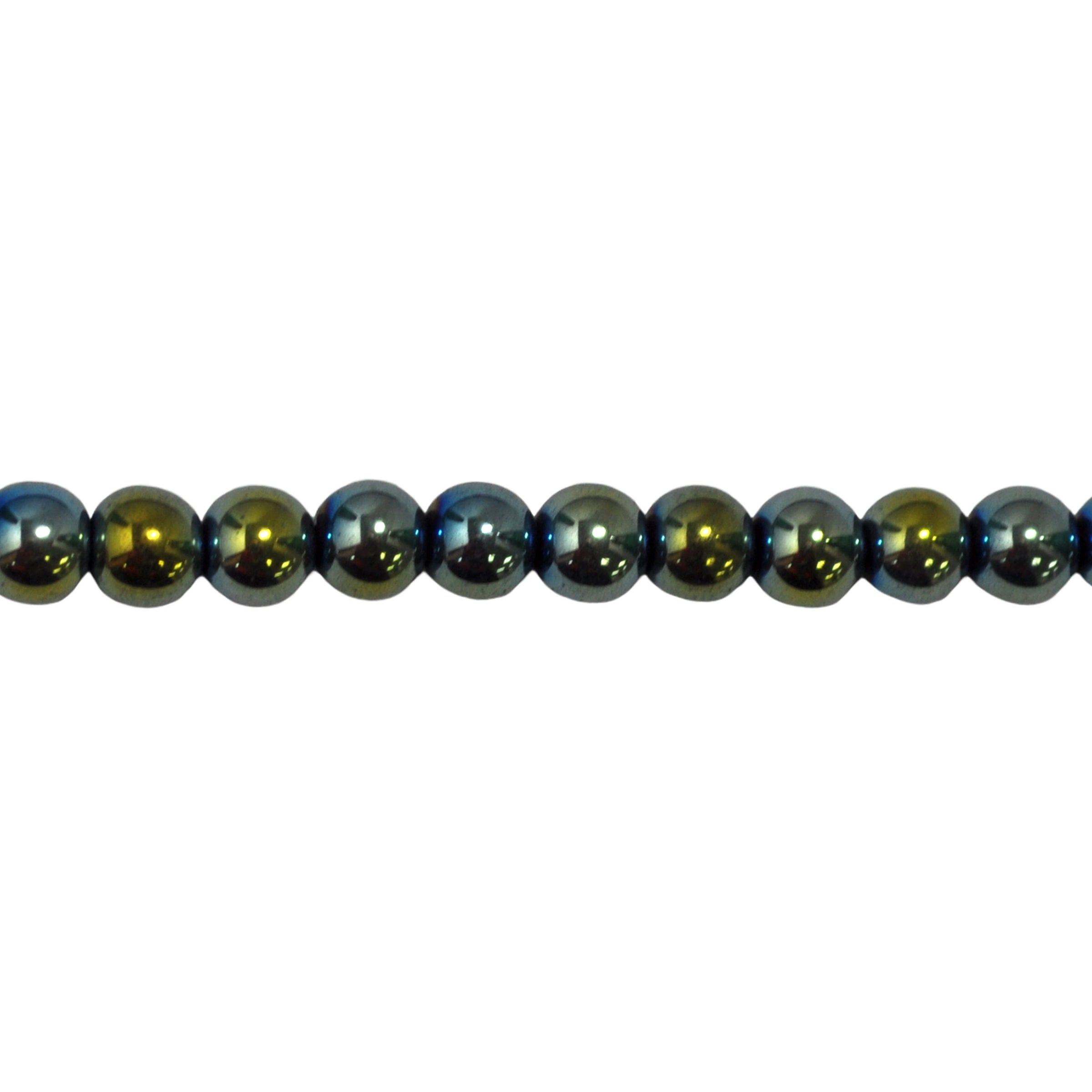 Green Electroplated Hematite 10mm - Round