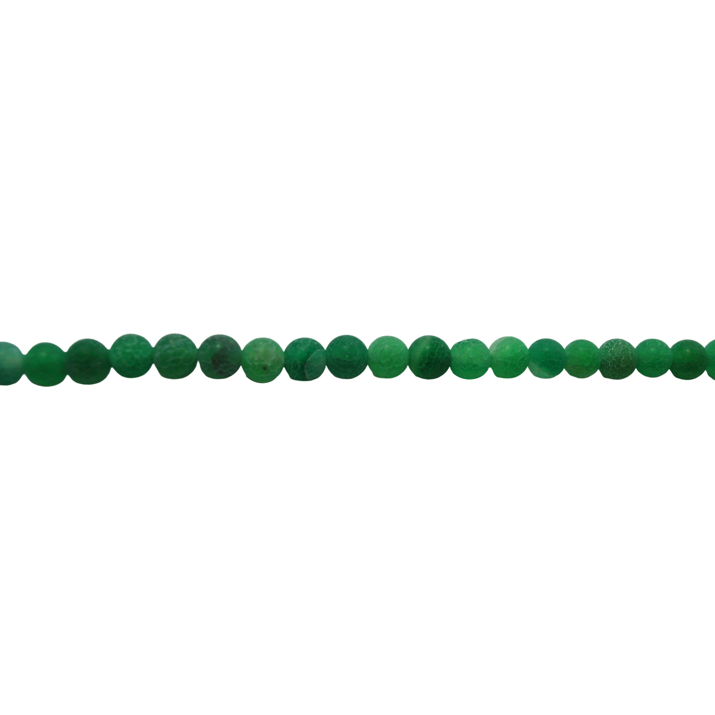 Green Frosted Cracked Agate - Round Beads