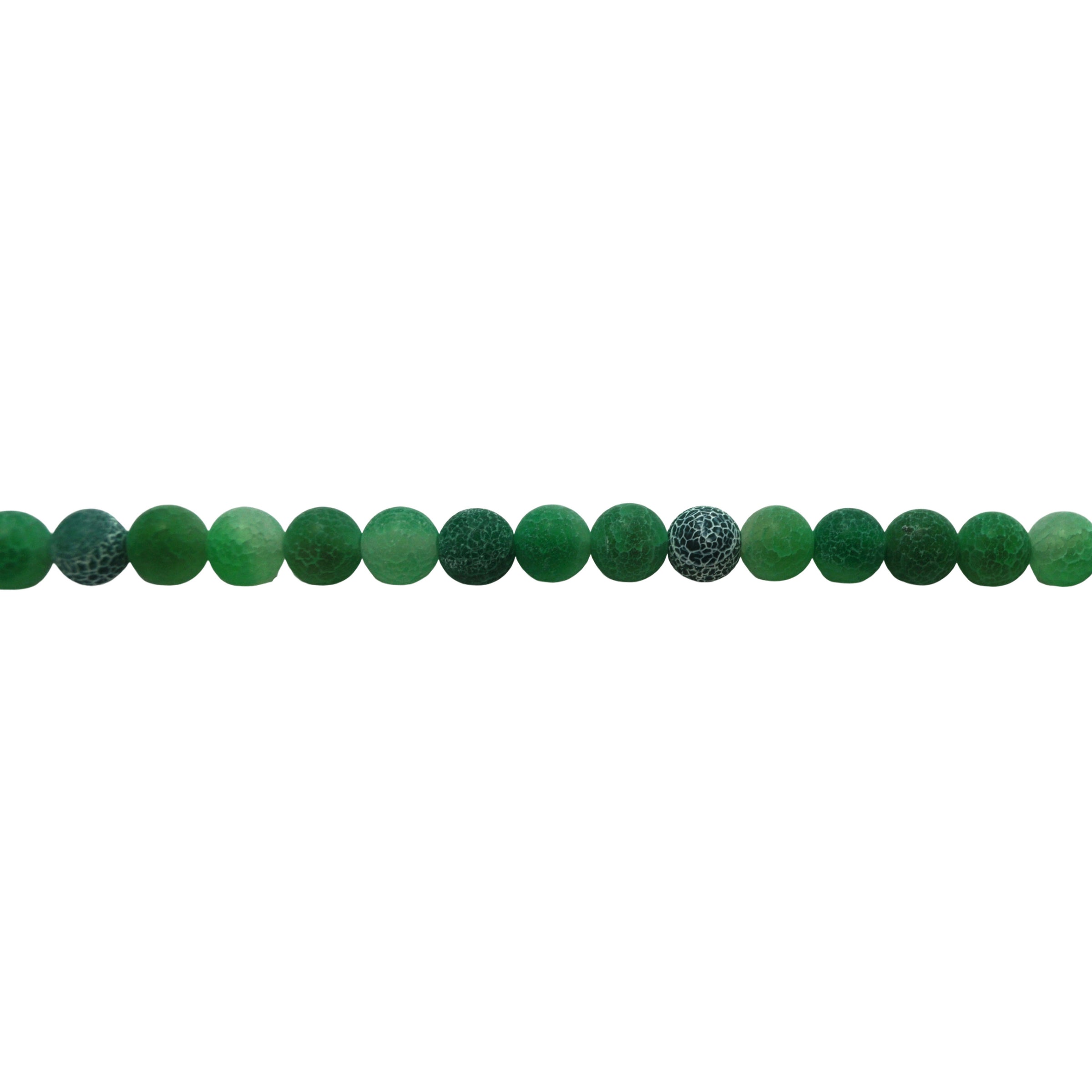 Green Frosted Cracked Agate - Round Beads 8mm