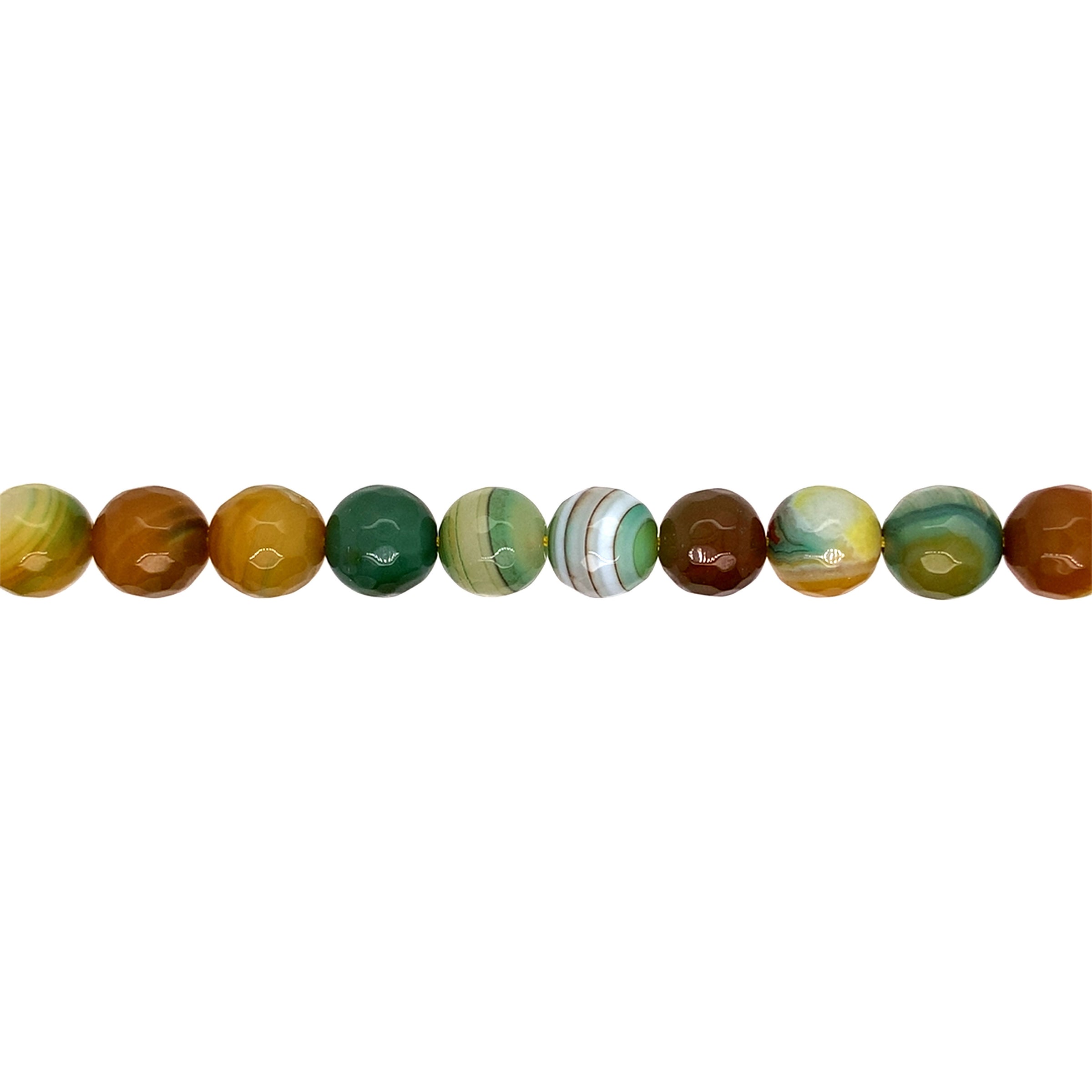 Green/Yellow Banded Agate 10mm - Faceted