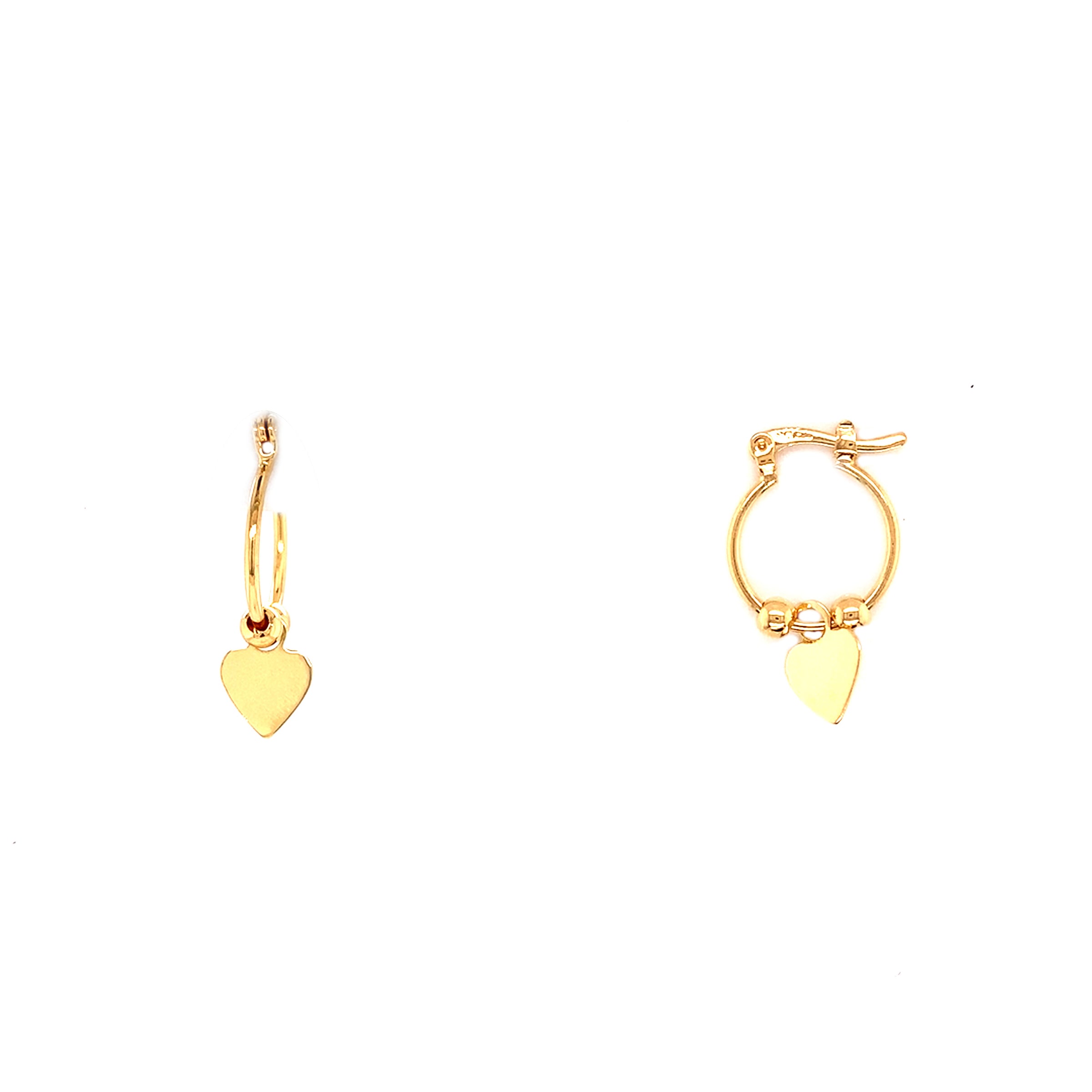 Heart Dangling Hoops 19mm - Gold Filled