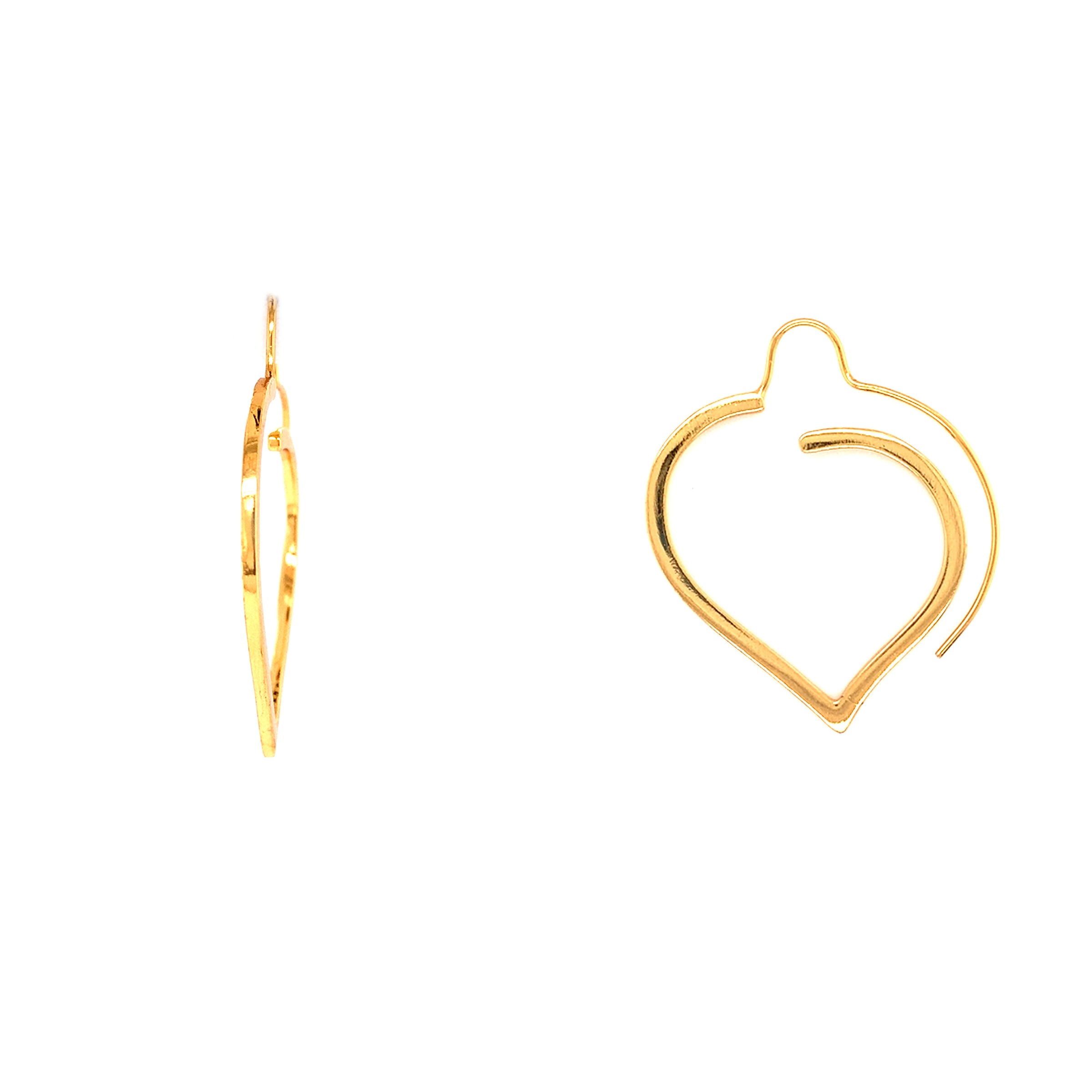 Heart Shaped Swirl Hoops 48mm - Gold Filled