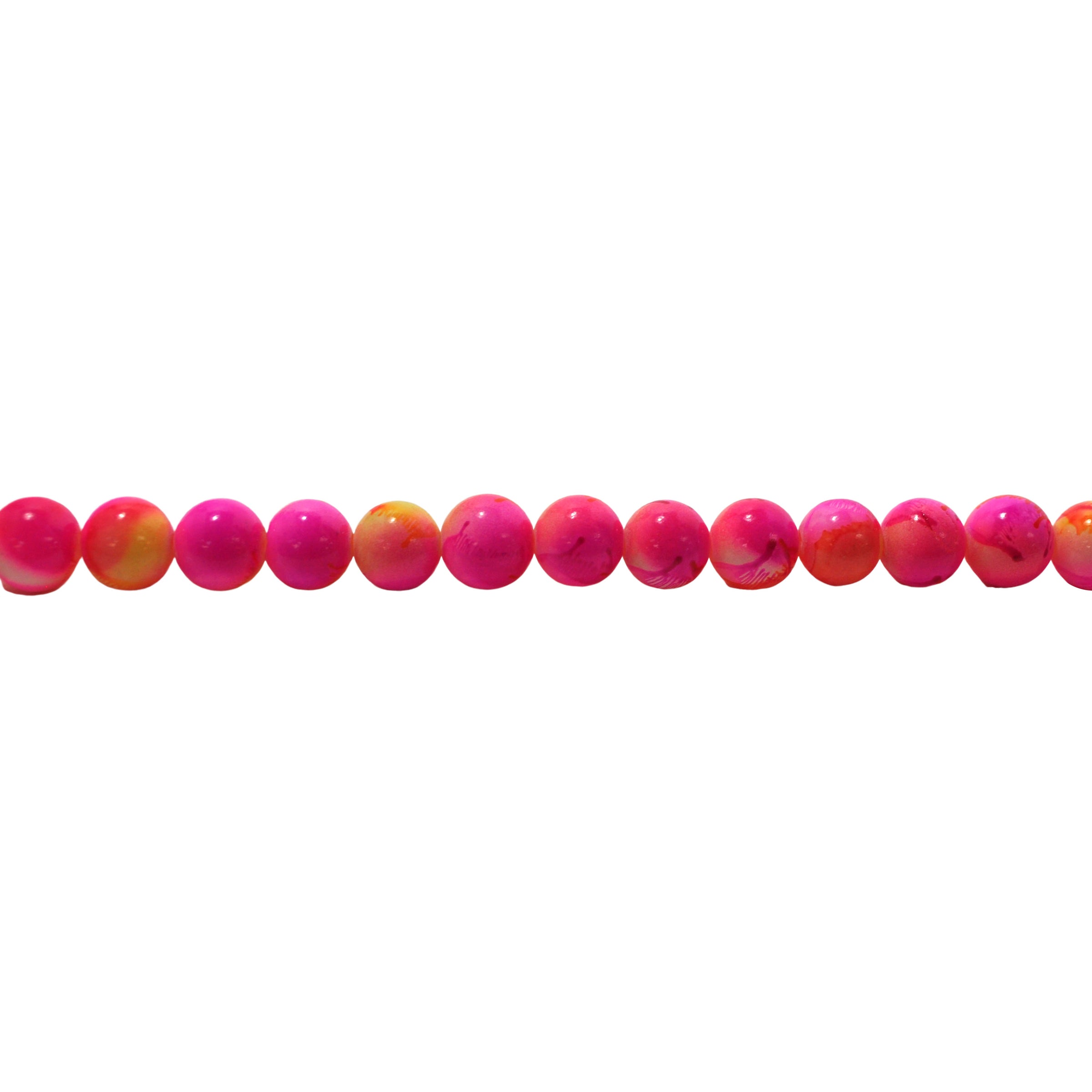 Hot Pink Orange Mashan Jade 10mm - Round