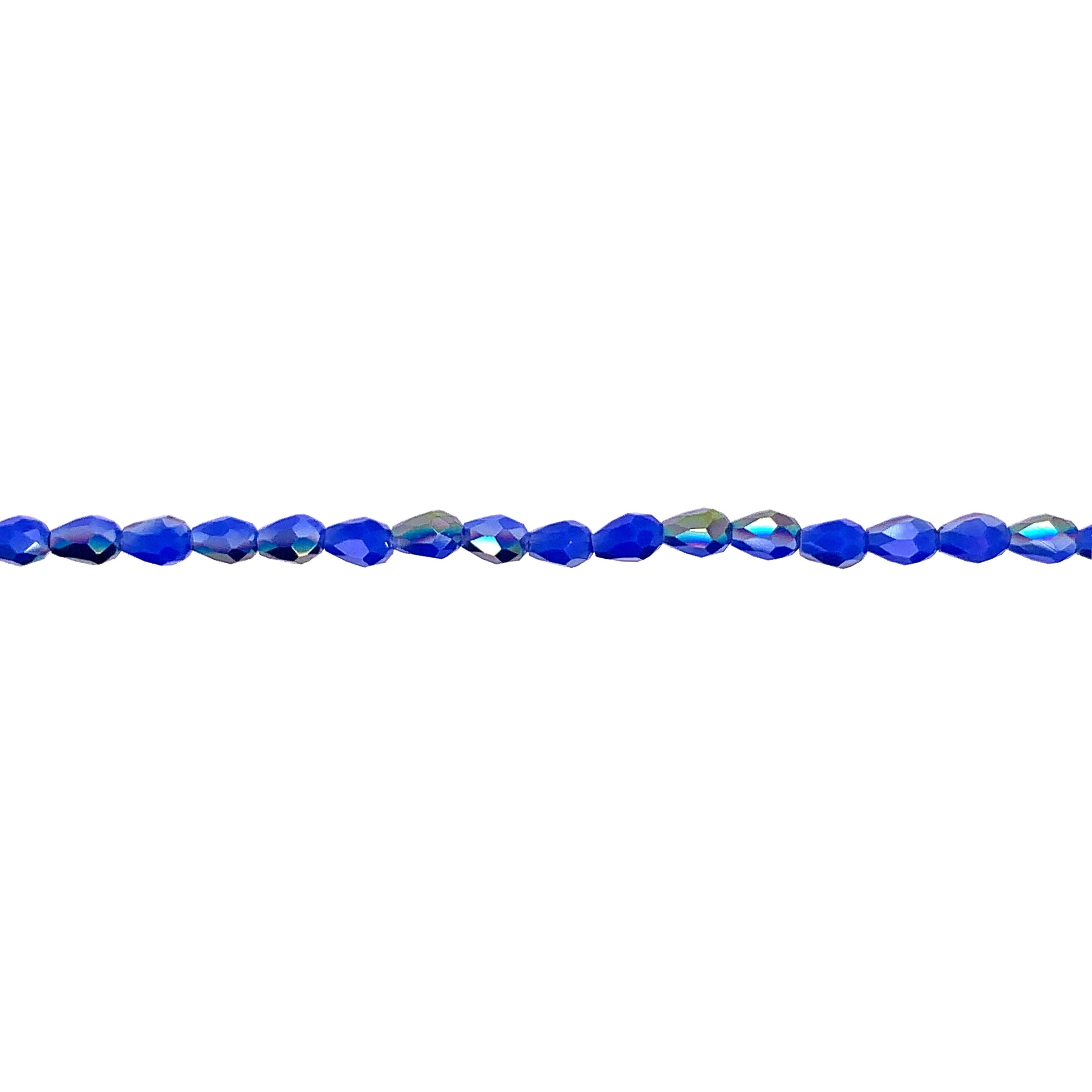 Iridescent Blue Teardrop Crystal 3mm - Rondelle