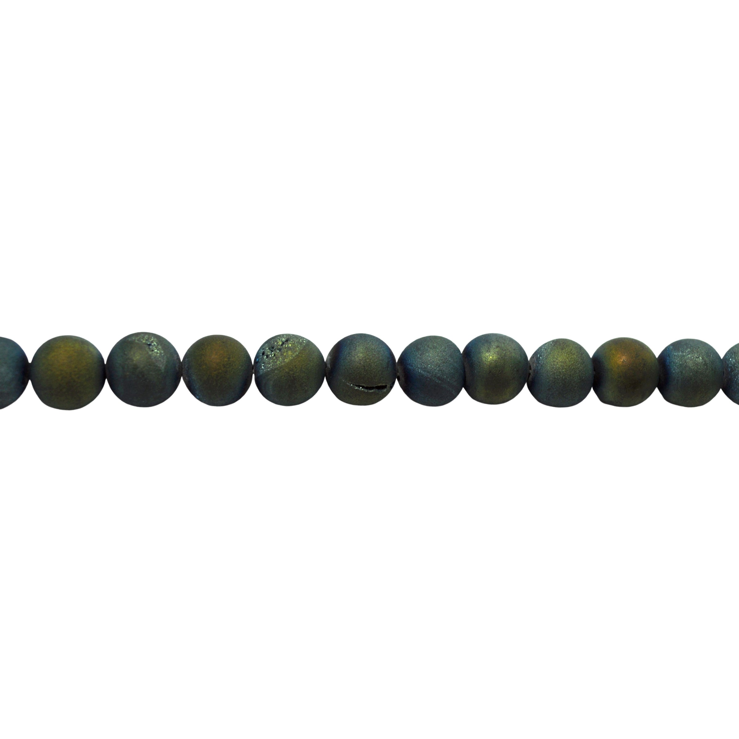 Iridescent Green Natural Ice Quartz Agate - Round 10mm