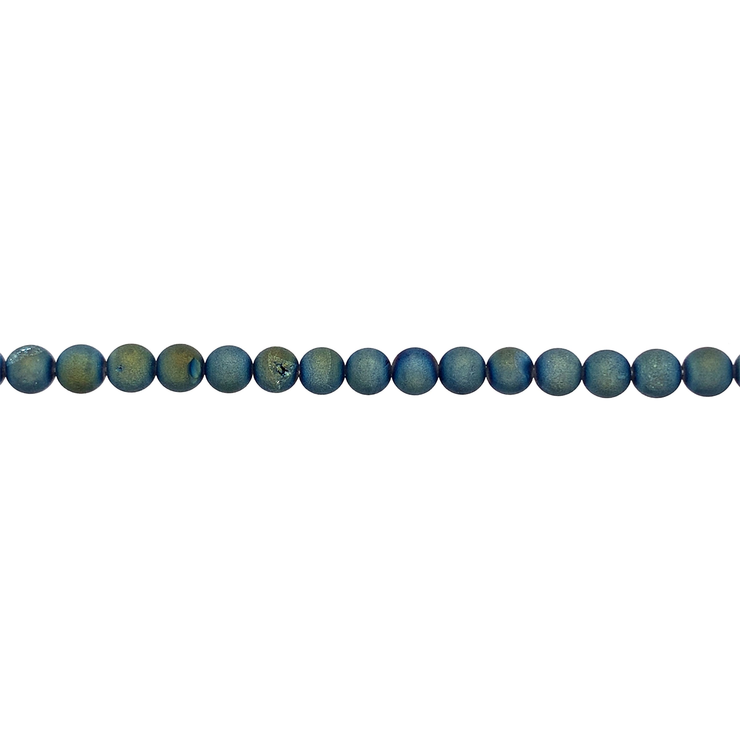 Iridescent Green Natural Ice Quartz Agate - Round Beads 6mm
