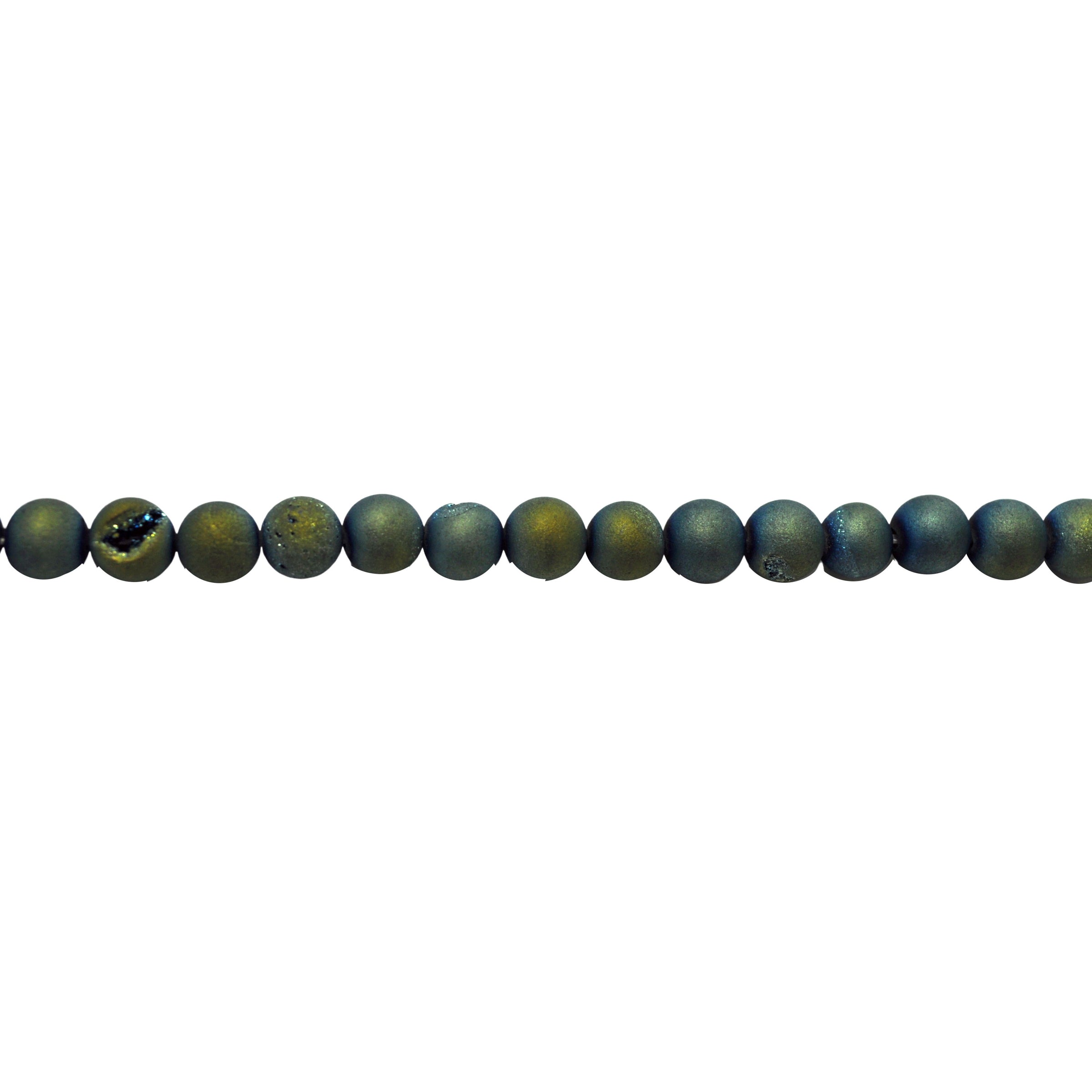Iridescent Green Natural Ice Quartz Agate - Round Beads 8mm