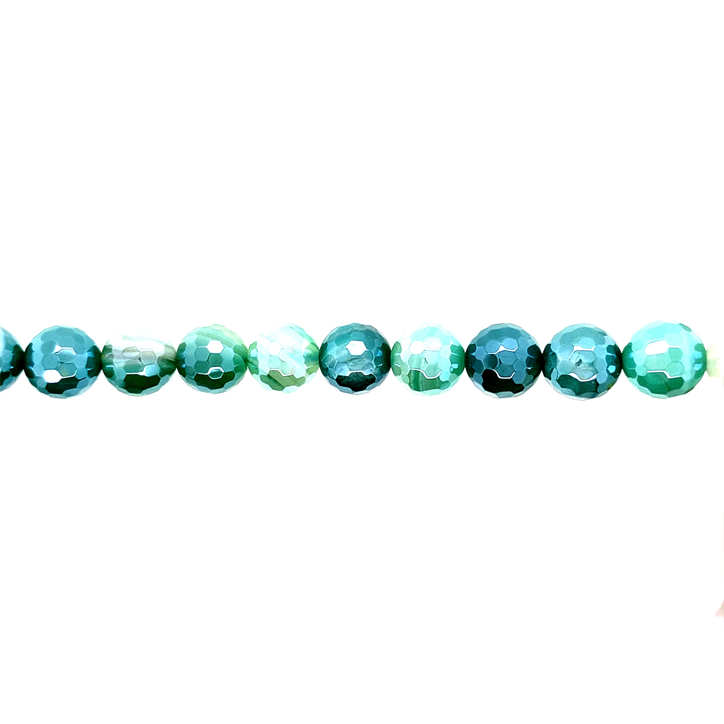 Iridescent Plated Green Agate Faceted Beads