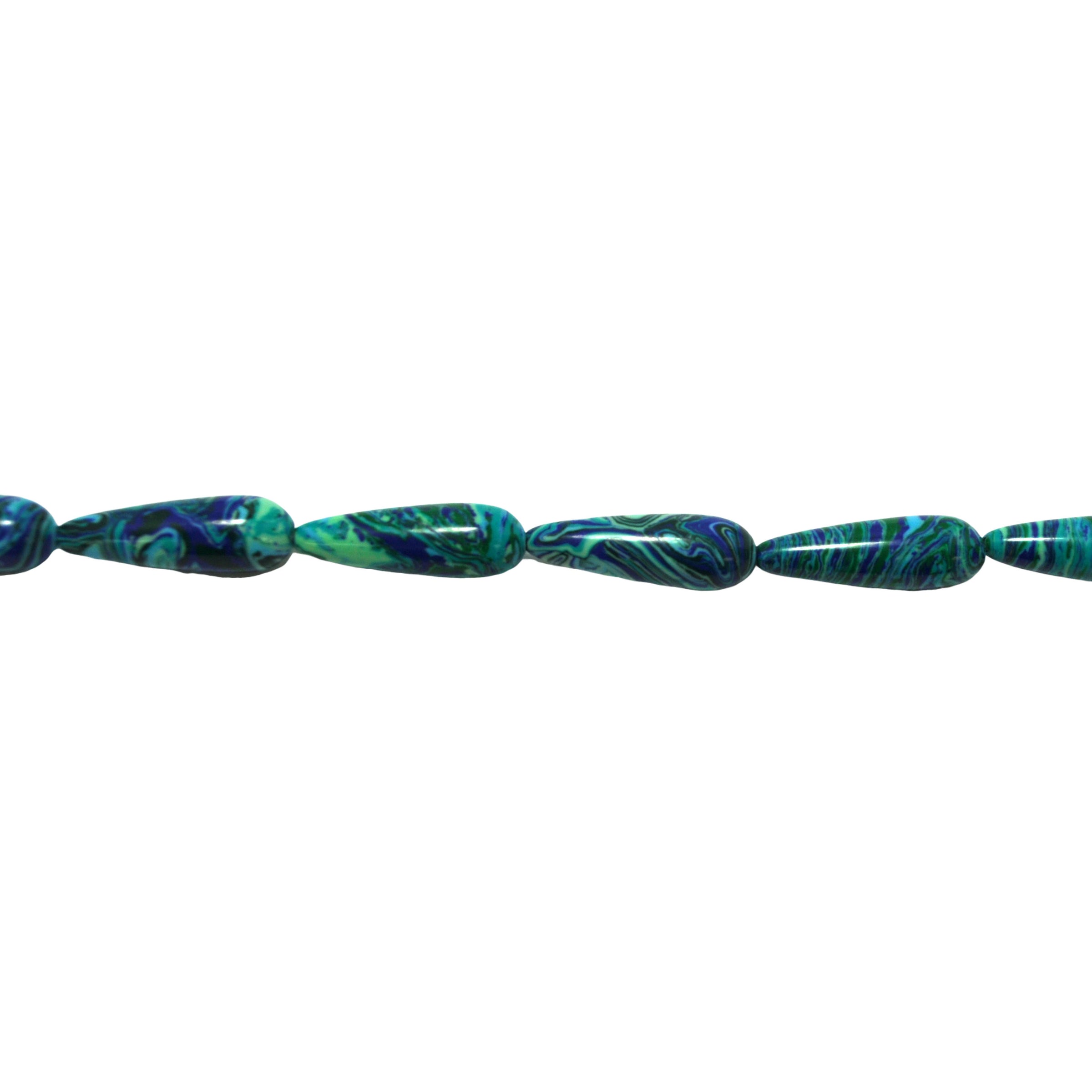 Marine Blue Mosaic Turquoise Teardrop Beads 25mm