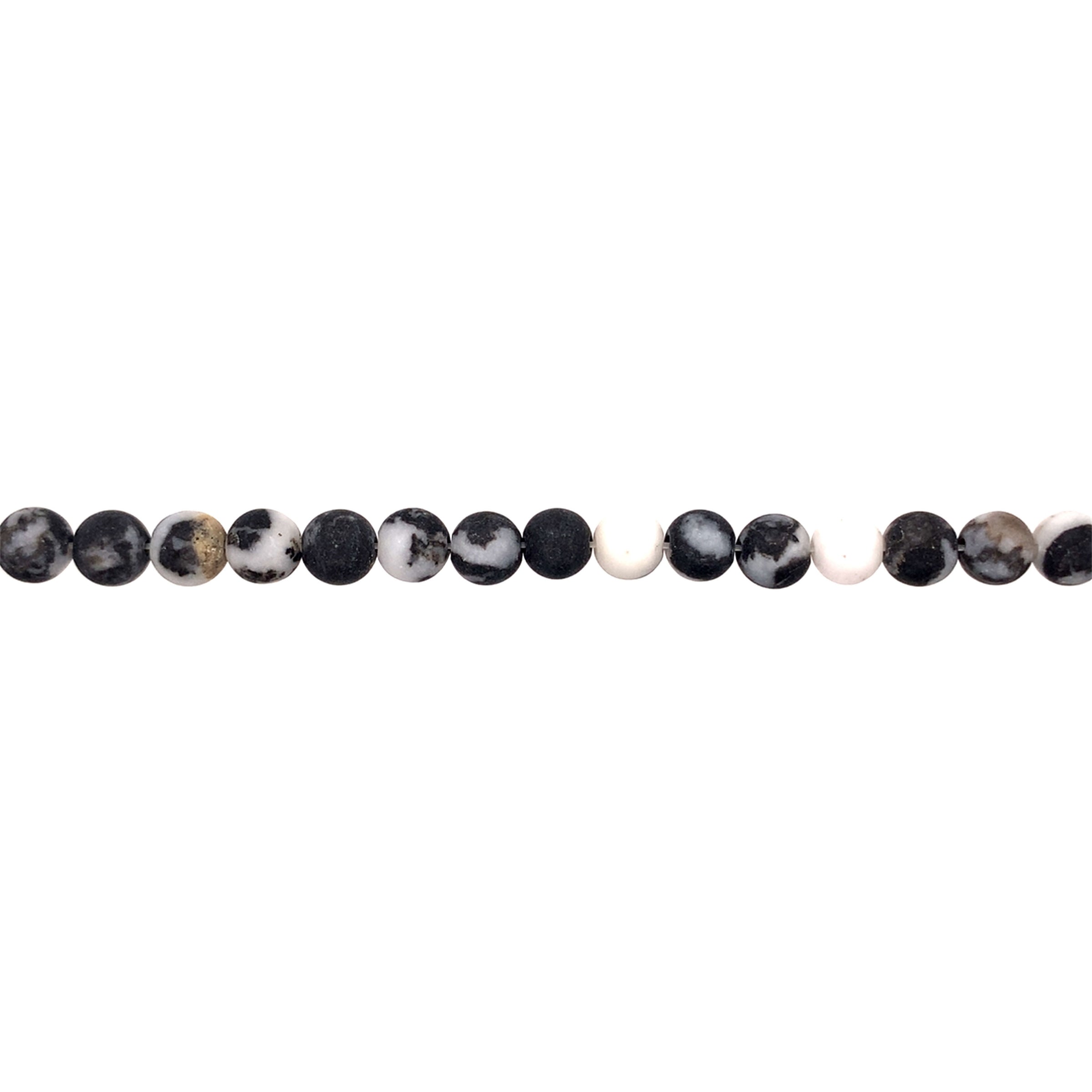 Matte Black & White Jasper - Round 6mm