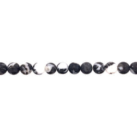 Matte Black & White Jasper - Round 8mm