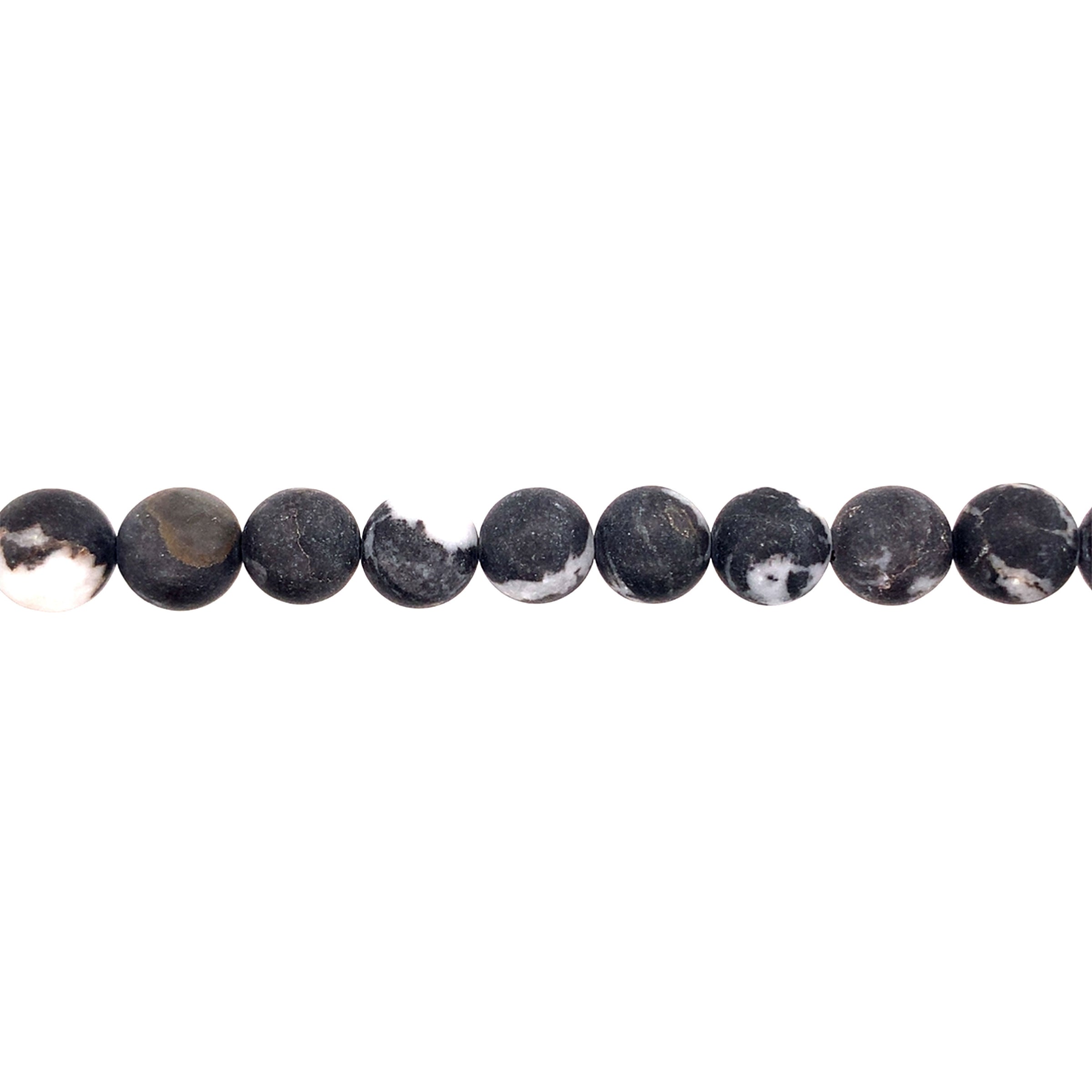Matte Black & White Jasper Beads