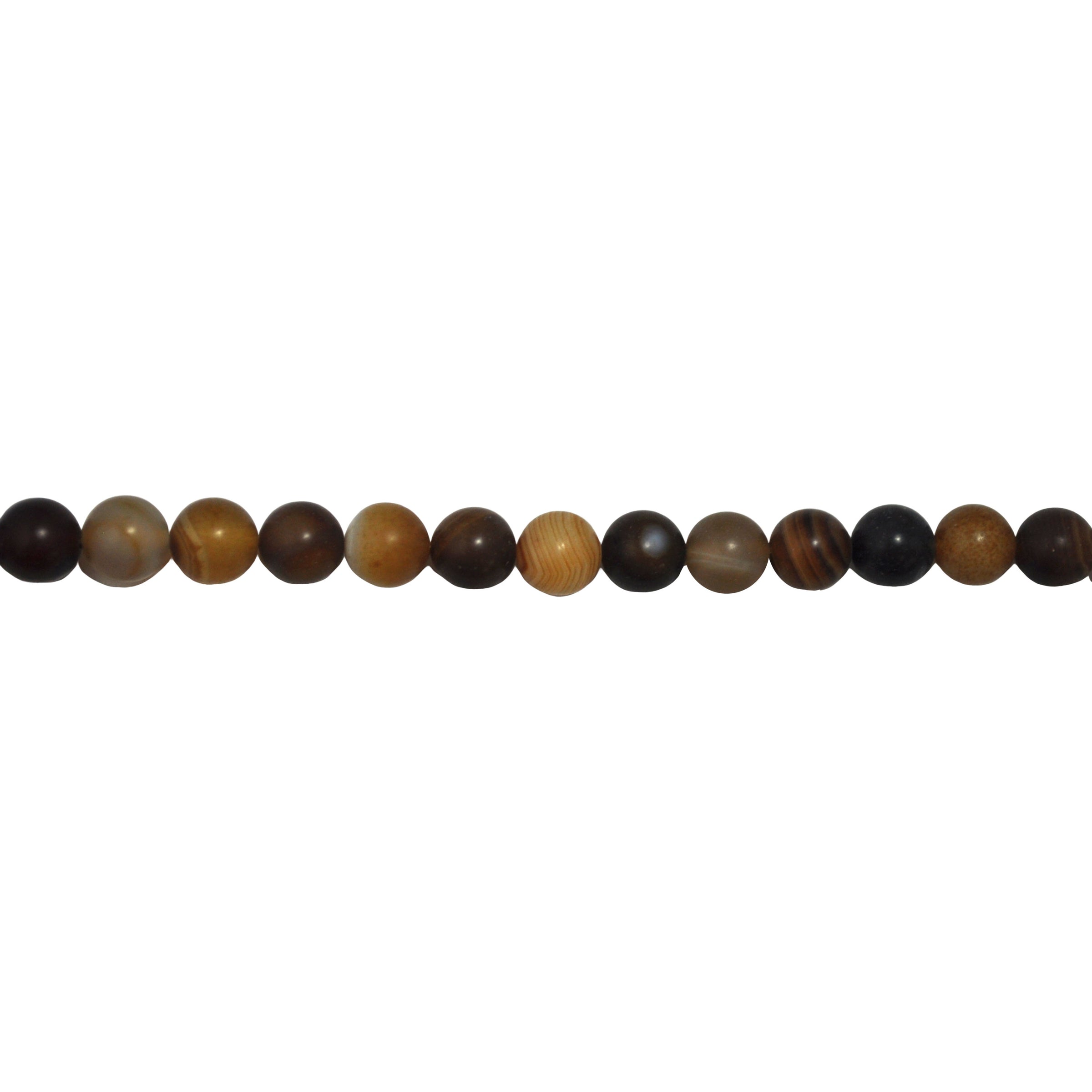 Matte Coffee Banded Agate 10mm - Round