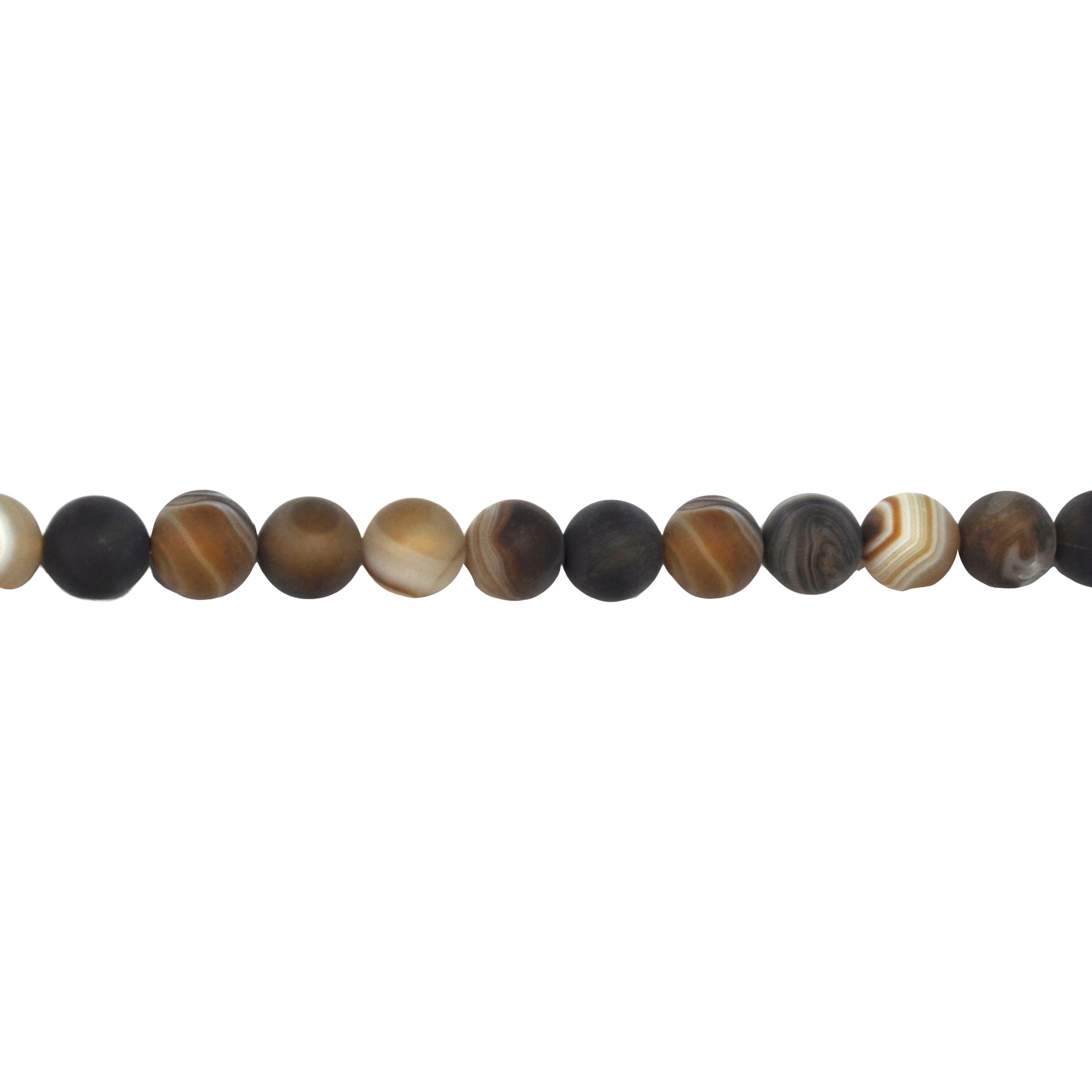  Matte Coffee Banded Agate 12mm - Round