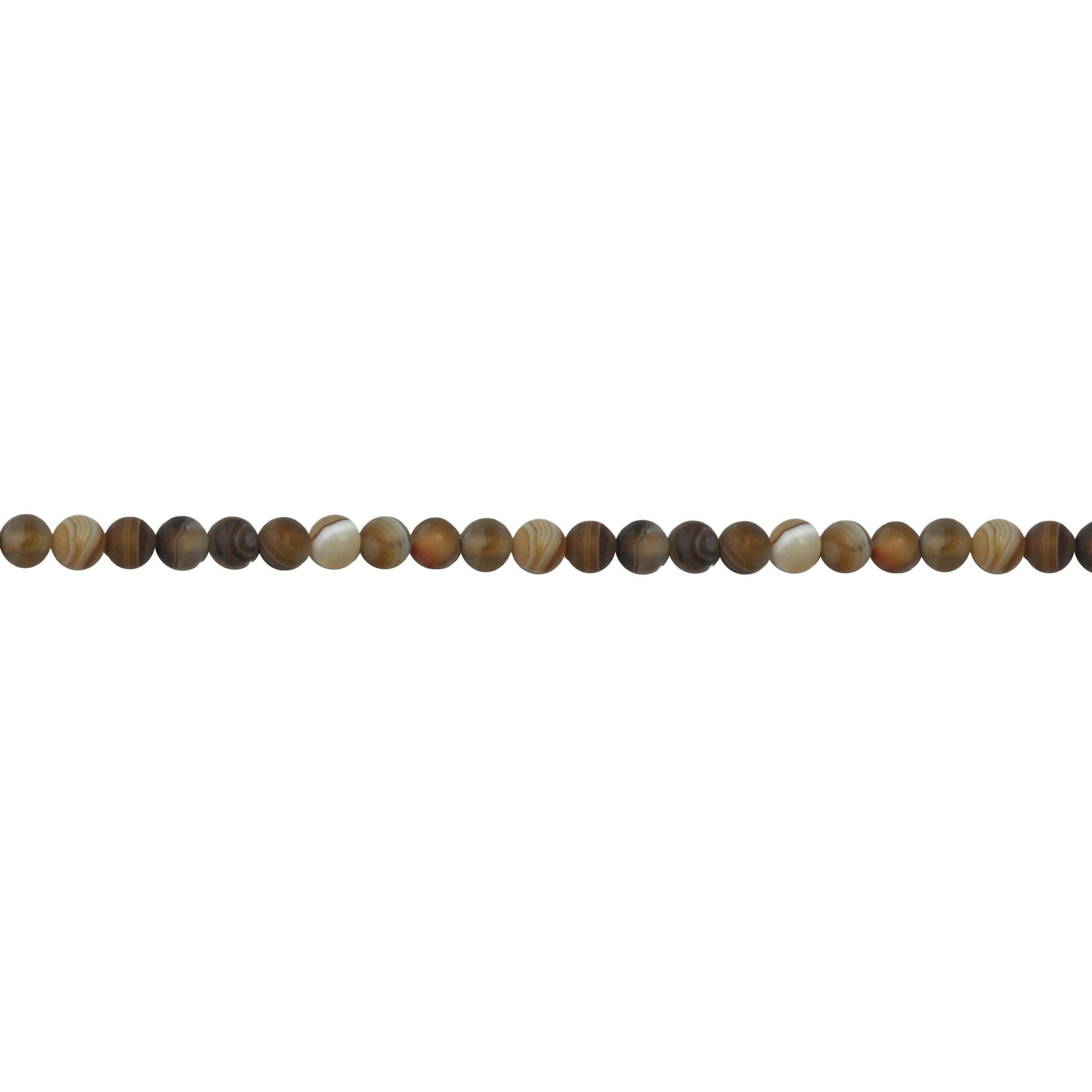 Matte Coffee Banded Agate 6mm - Round