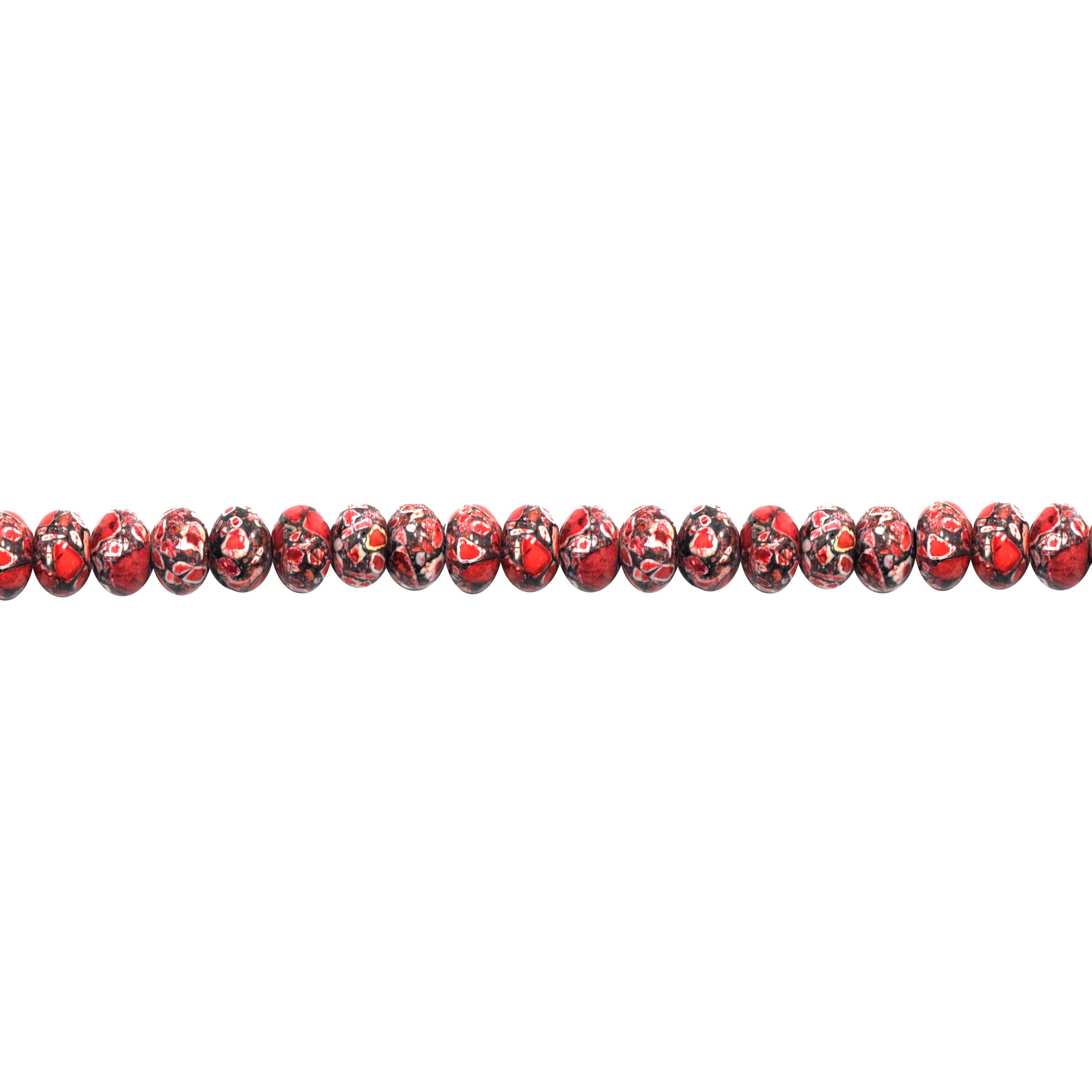 Mosaic Red Turquoise Rondelle Beads 8mm