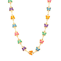  Multicolor Crystal Butterfly Necklace 7mm