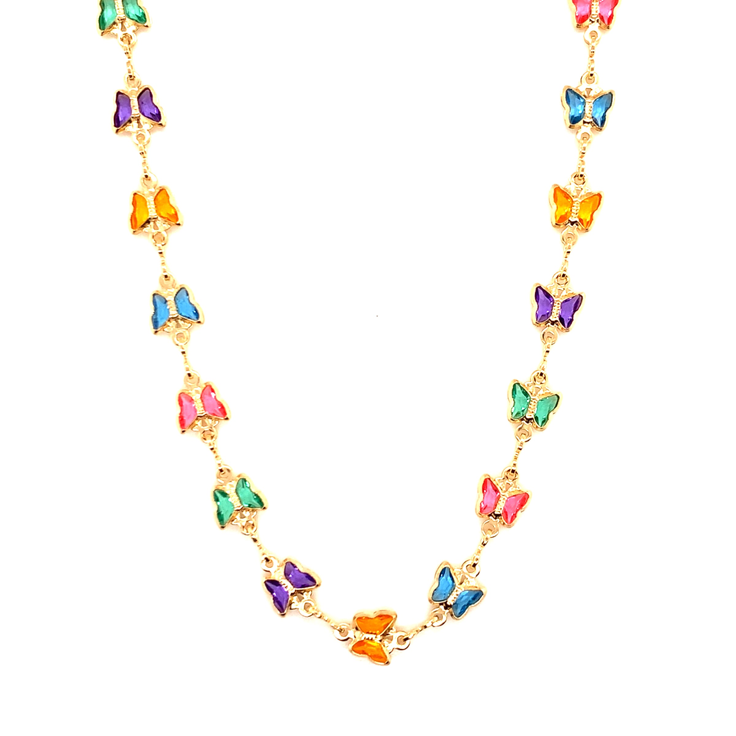  Multicolor Crystal Butterfly Necklace 7mm
