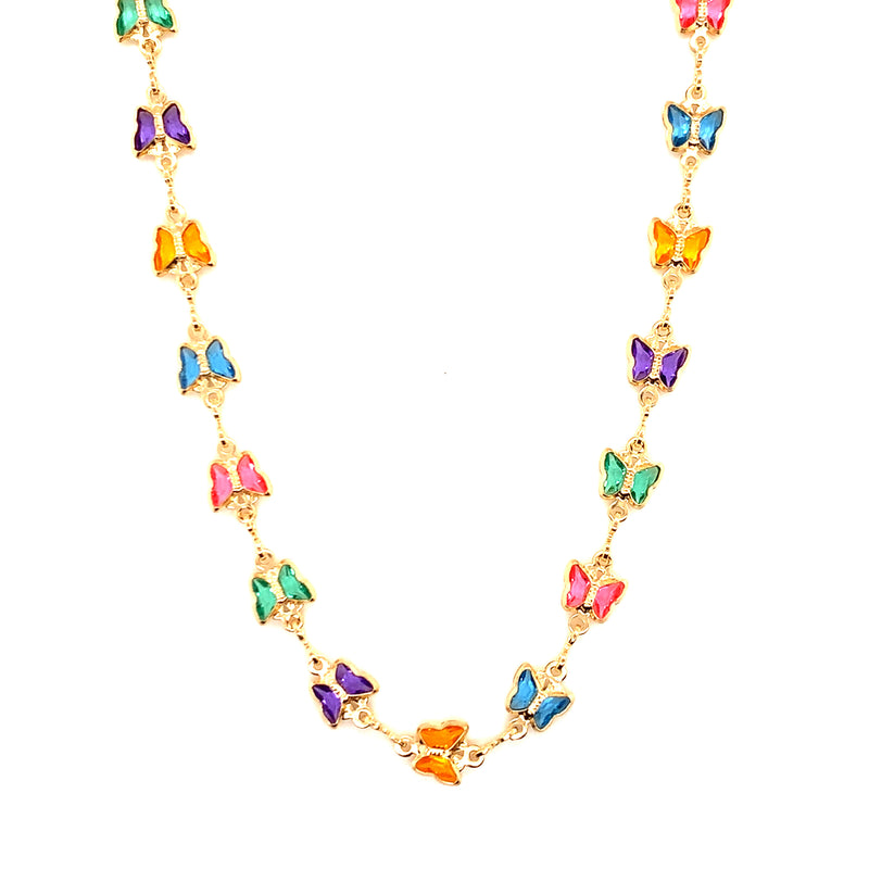  Multicolor Crystal Butterfly Necklace 7mm