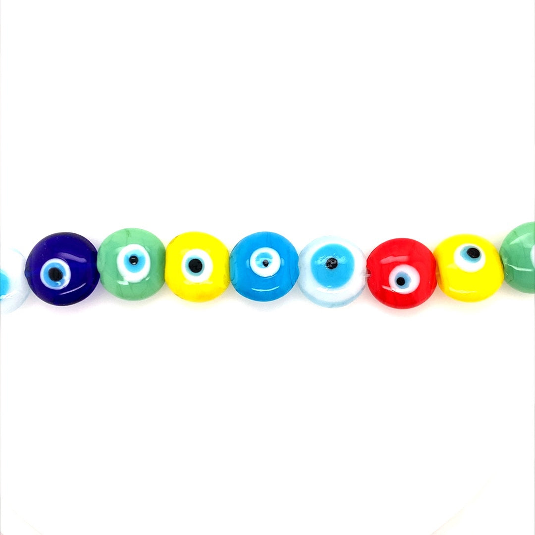 Multicolor Evil Eye Coin Beads 14mm